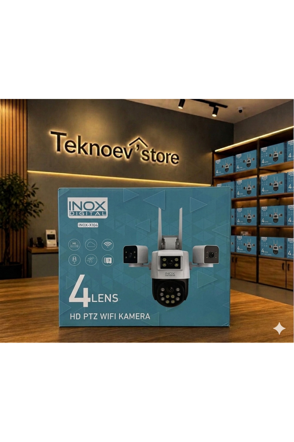inox X114 4x3MP Dört Lensli WiFi PTZ Akıllı Güvenlik Kamerası 360° Gece Görüş Hareket Takip