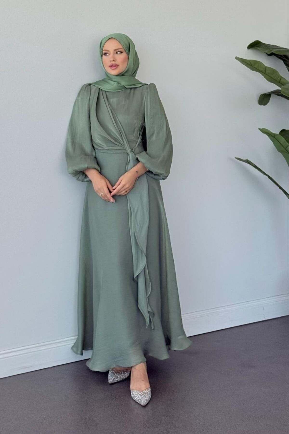 Twinkle Tie Evening Dress Çağla Green