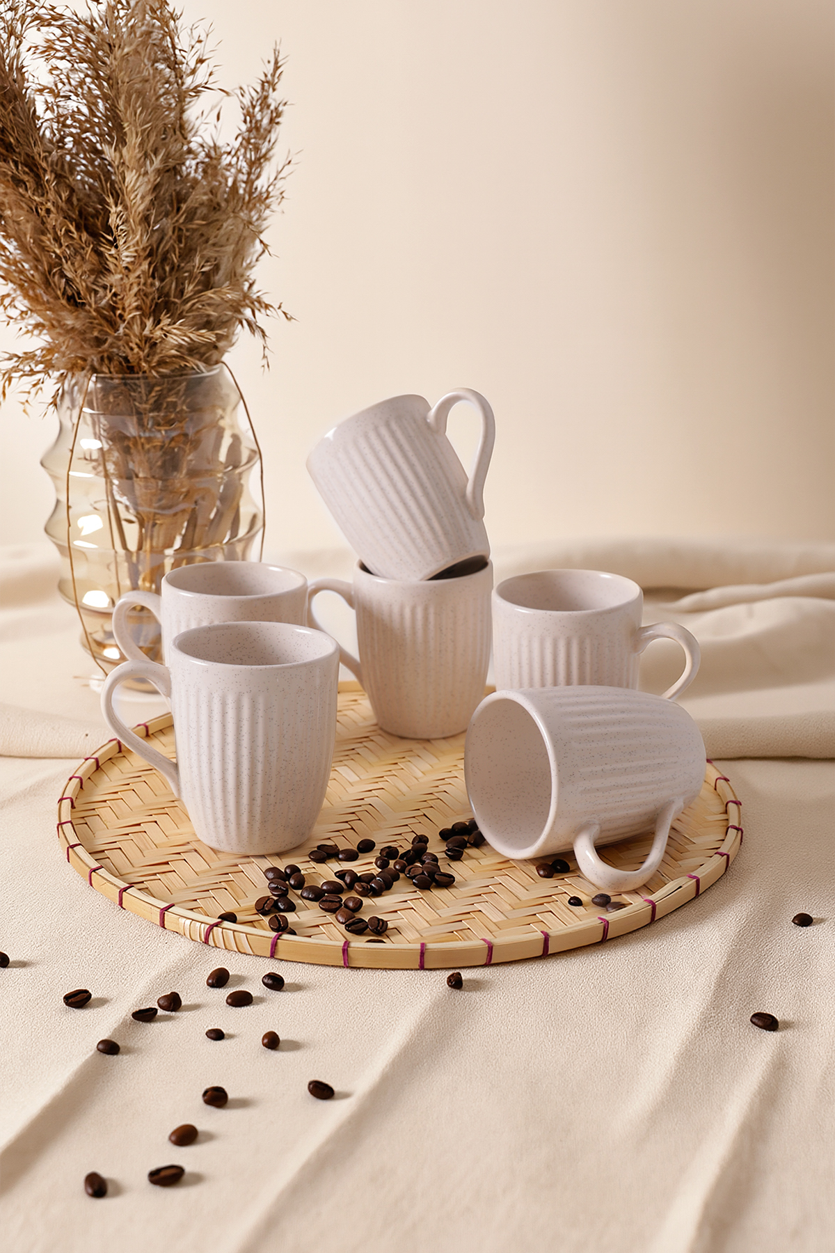 Reactive Cream Cloud Line Mug 9 Cm 6 Pieces Q59