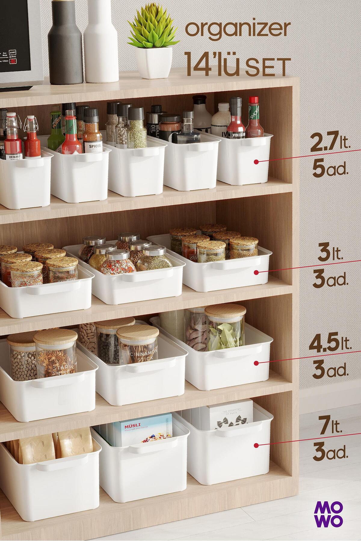 14 Pieces Mix Set Kitchen Organizer, Refrigerator Organizer, Bathroom Organizer, Organizer, Storage Container