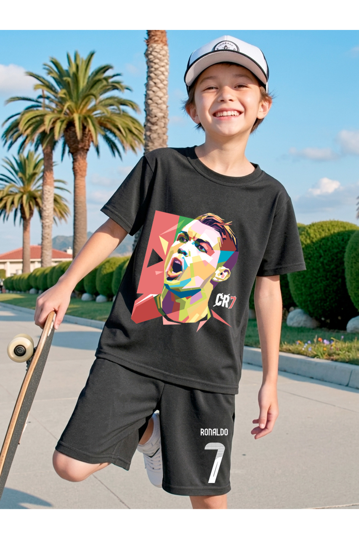 RONALDO PRINTED BOYS SHORTS SET