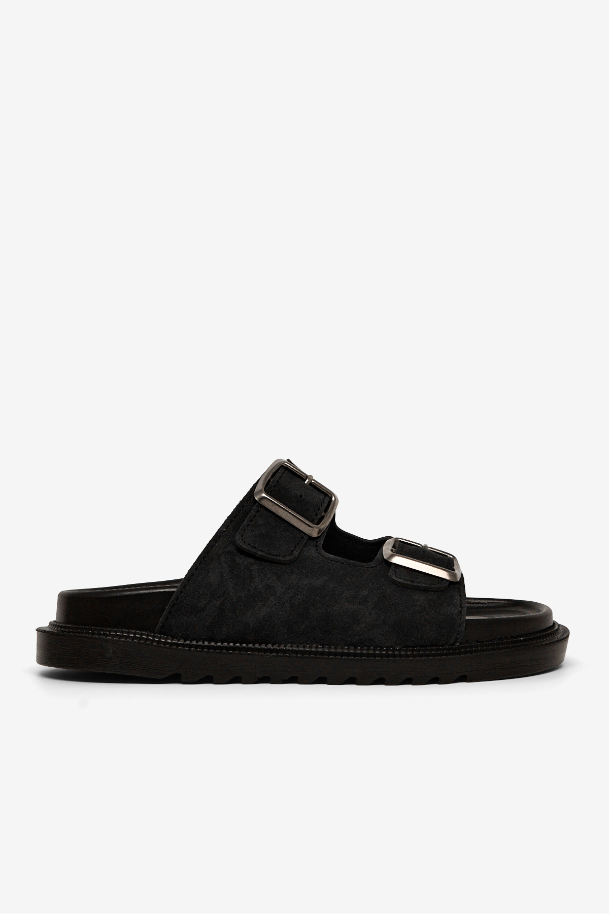Tonny Black Bequeme, rutschfeste Damen-Hausschuhe aus schwarzem Wildleder mit...