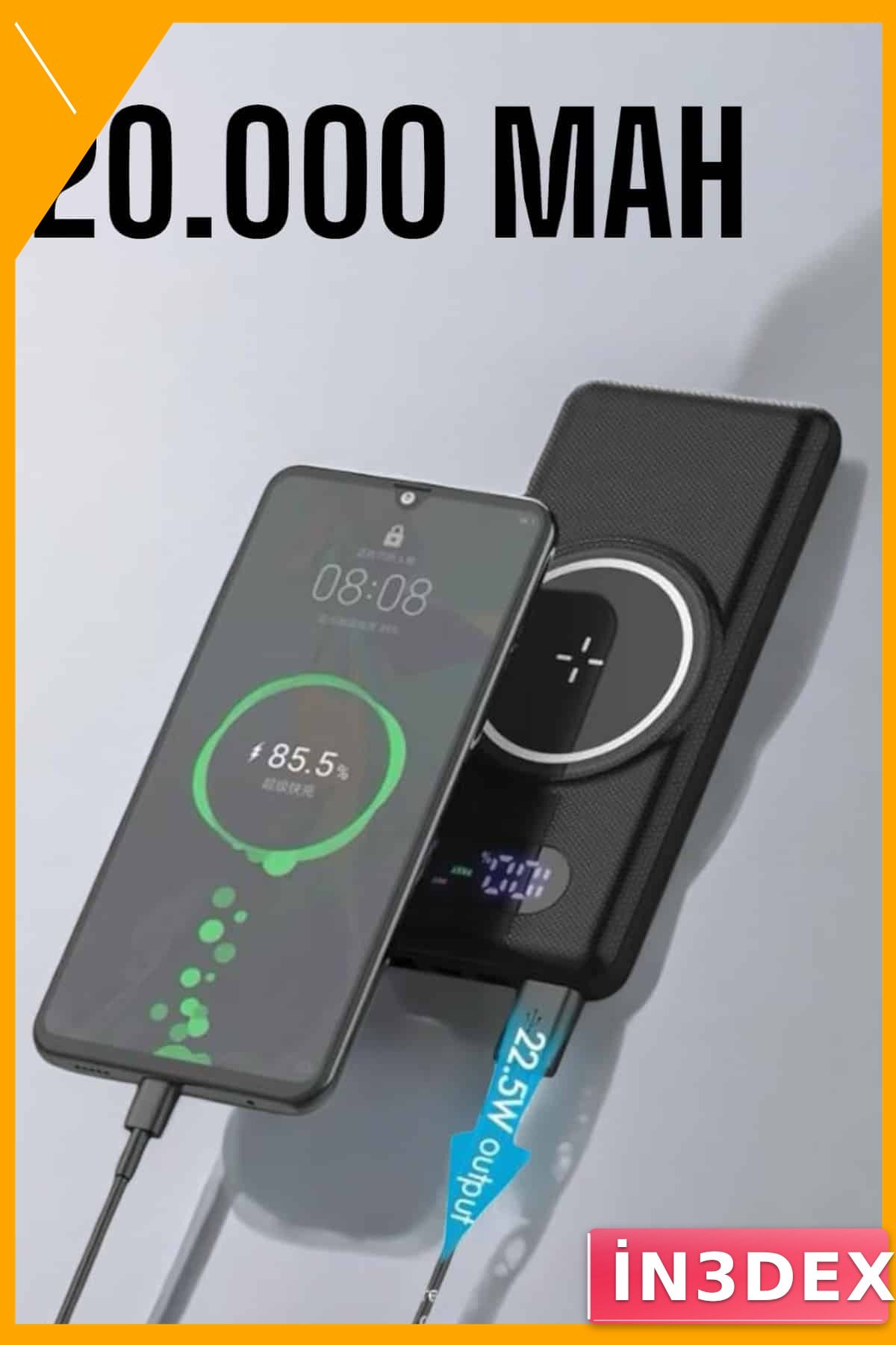 10.000 Mah Taşınabilir Powerbank Hızlı Şarj Dijital Göstergeli