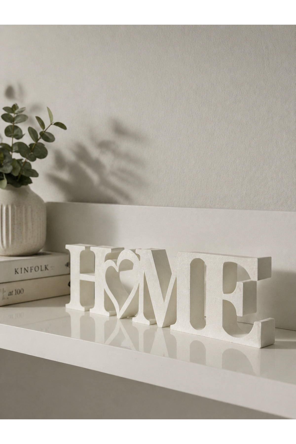 Minimalist HOME Written Decorative Object | Heart Detailed Modern Shelf & Table Top Decor