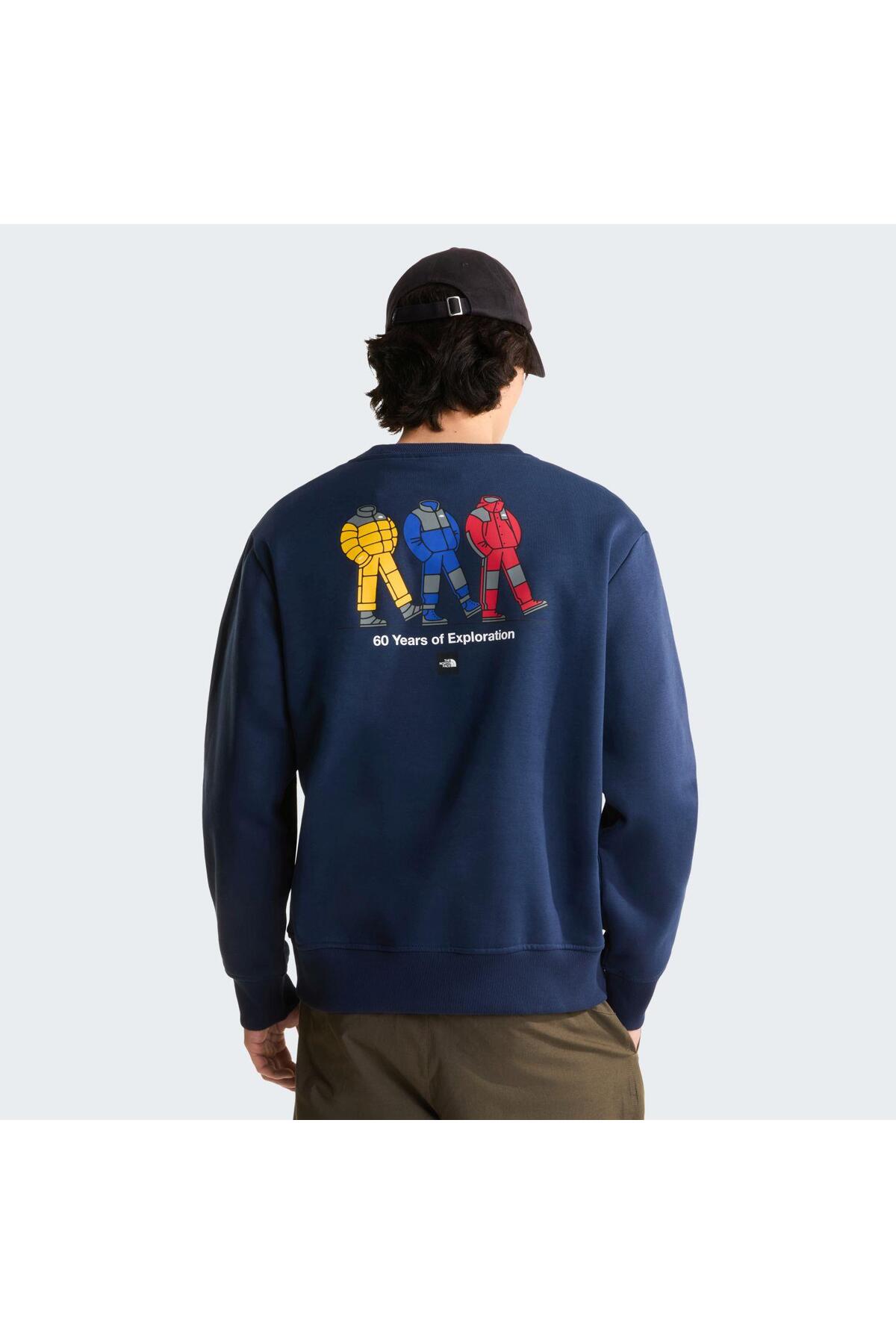 THE NORTH FACE U TNF CELEBRATION RELAXED CREW-GRAPHIC Erkek Sweatshirt NF0A8GAT8K21 Lacivert-L görsel 3