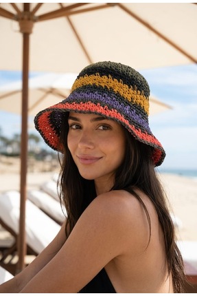 LAGRANZE Color Wave Kadın Hasır Bucket Şapka