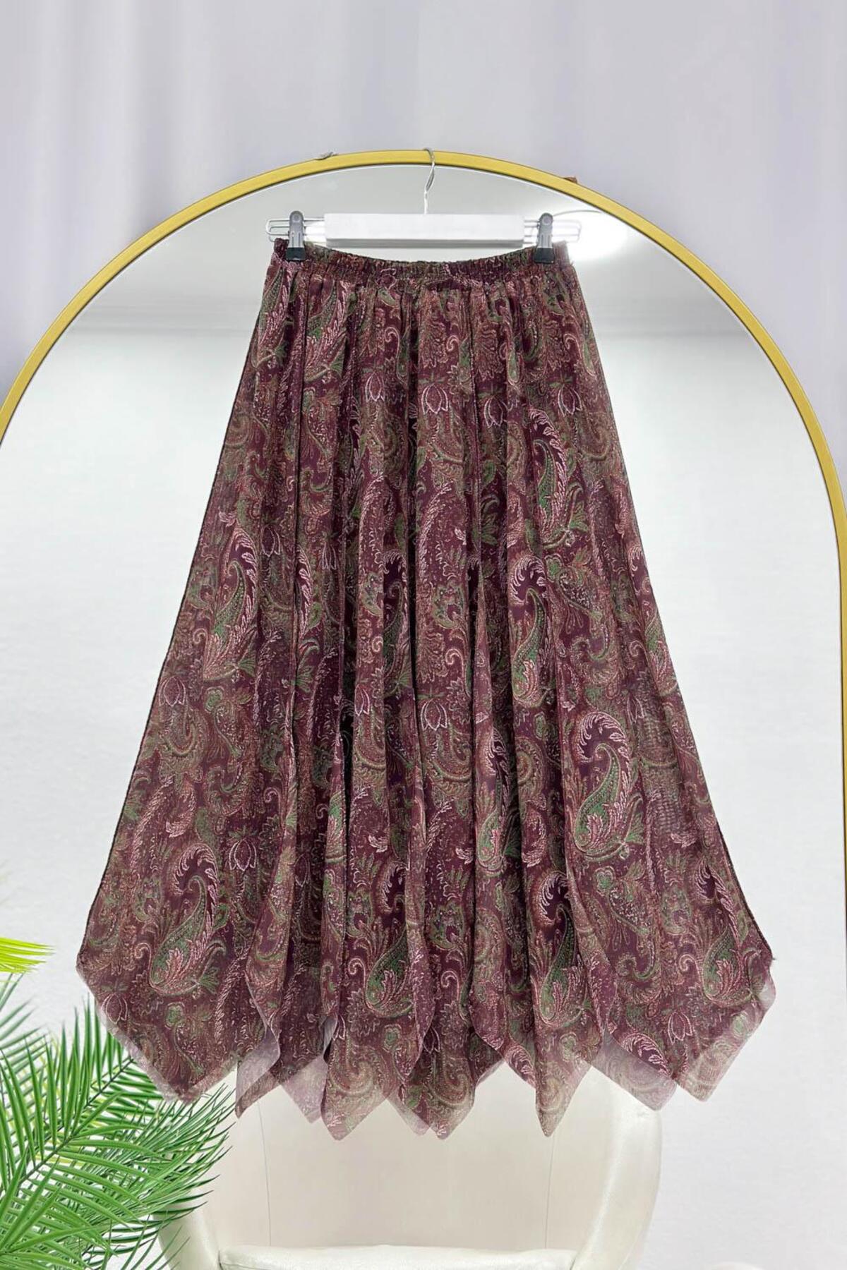 VOLT CLOTHİNG ASİMETRİK KESİM ASTARLI ŞİFON ETEK