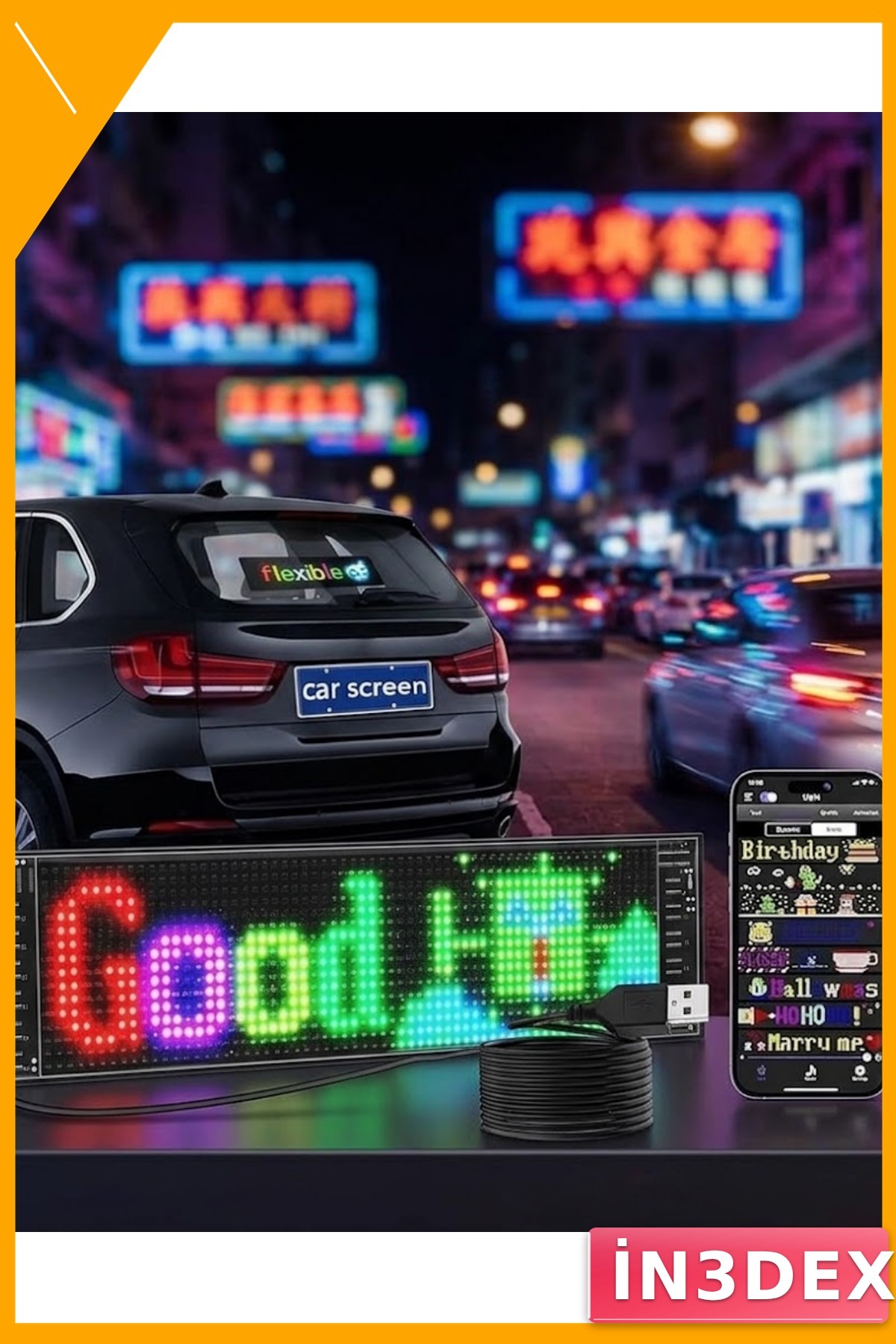 Akıllı RGB LED Panel 16x96 Telefon Kontrollü Animasyonlu Kayan Yazı Ekran