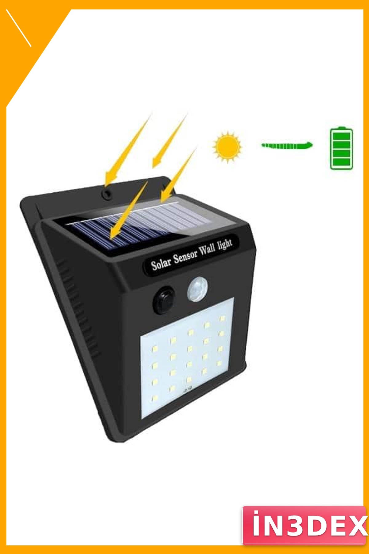 Güneş Enerjili Hareket Sensörlü Duvar Lambası 20 LED IP65