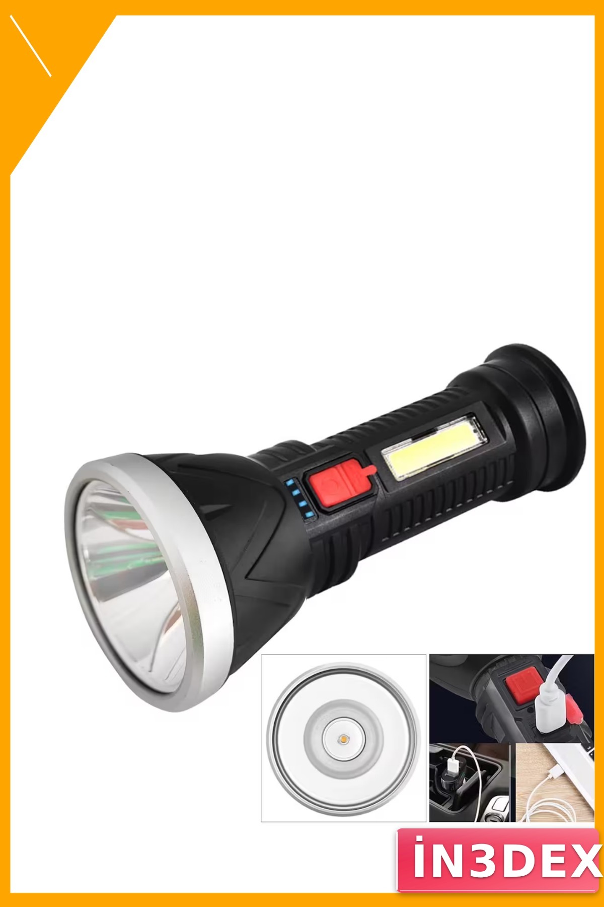 9 LED 4 Modlu Şarjlı El Feneri Uzun Menzilli Güçlü Aydınlatma