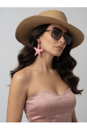 AlminaMia Örgü İpli Hasır Yıldız Küpe Pembe Tonlu Deniz Yıldızı Model | Boho ...