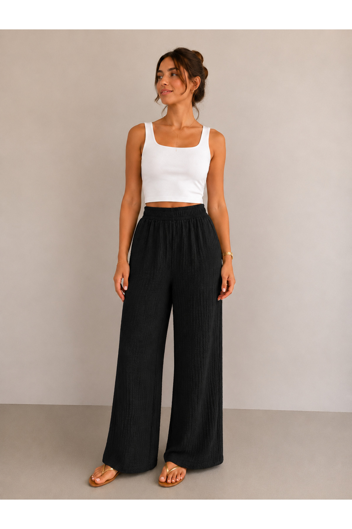 ZİYMO Women's Bubble Kumas Relaxed Fit Pants