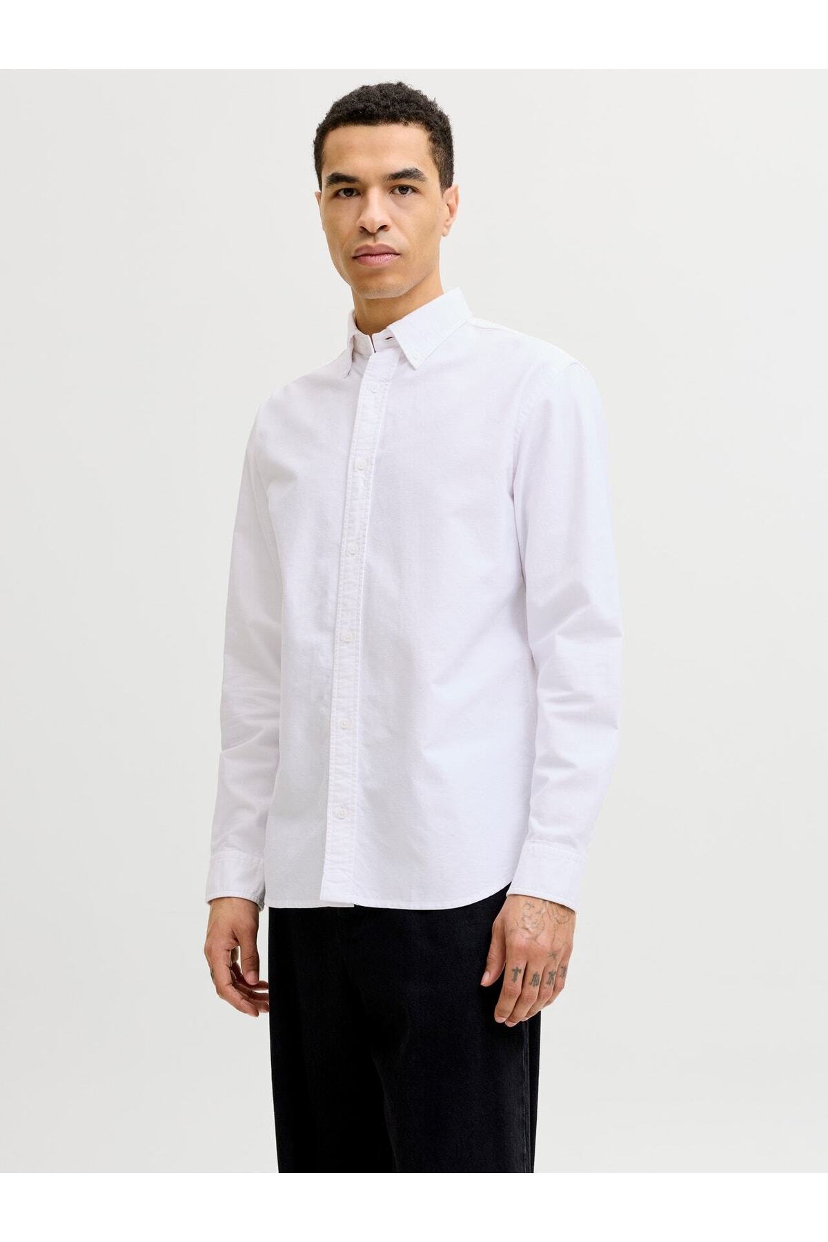 تی‌شرت آستین کوتاه مردانه جی‌جی‌هاروی مدل آکسفورد جک اند جونز پیراهن Jack & Jones