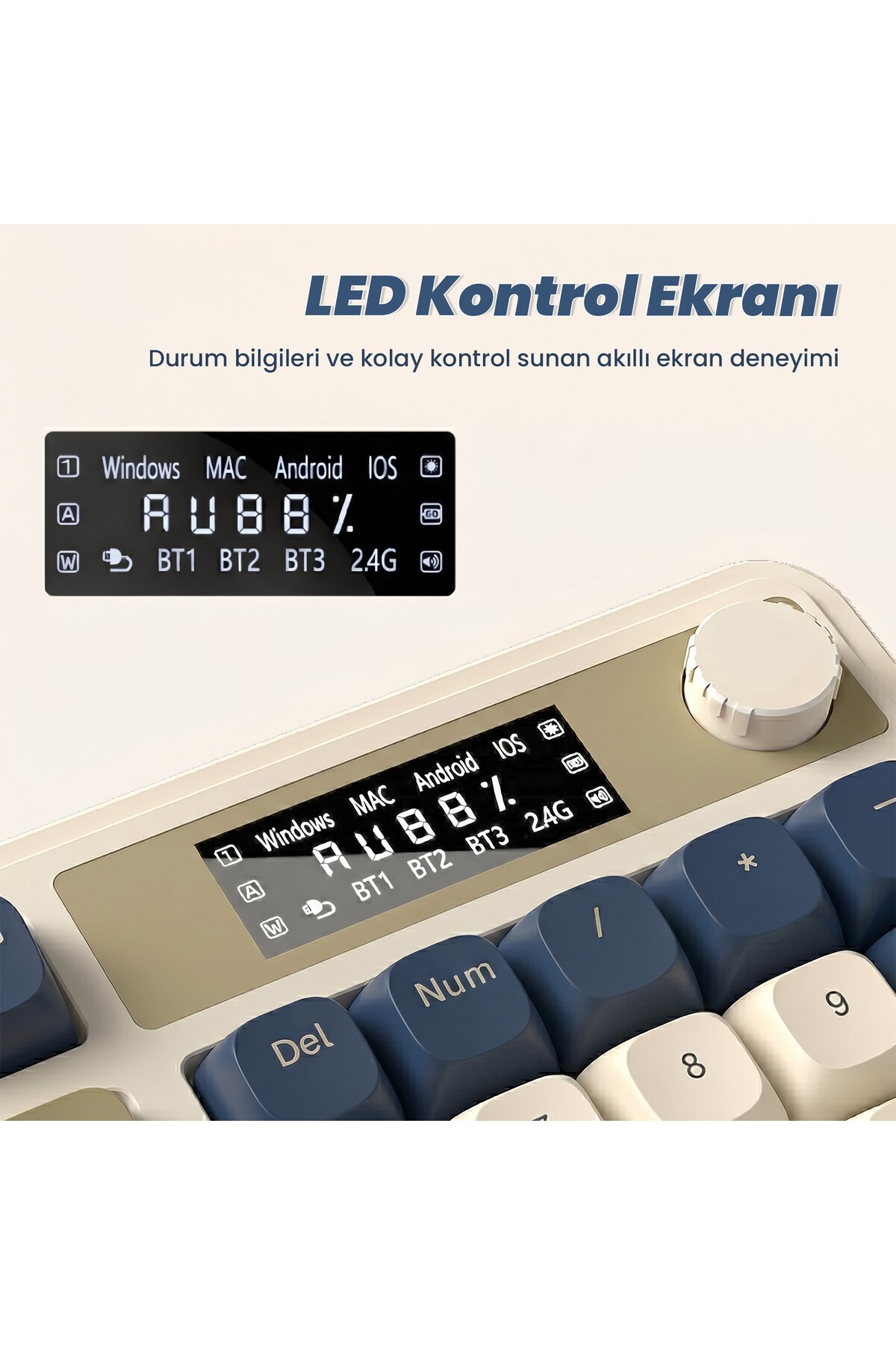 کیبورد بی‌سیم ماکرو ترکی S99 Pro Retro RGB Gaming 3 مدلی بلوتوث/2.4GHz/USB-C لاجوردی