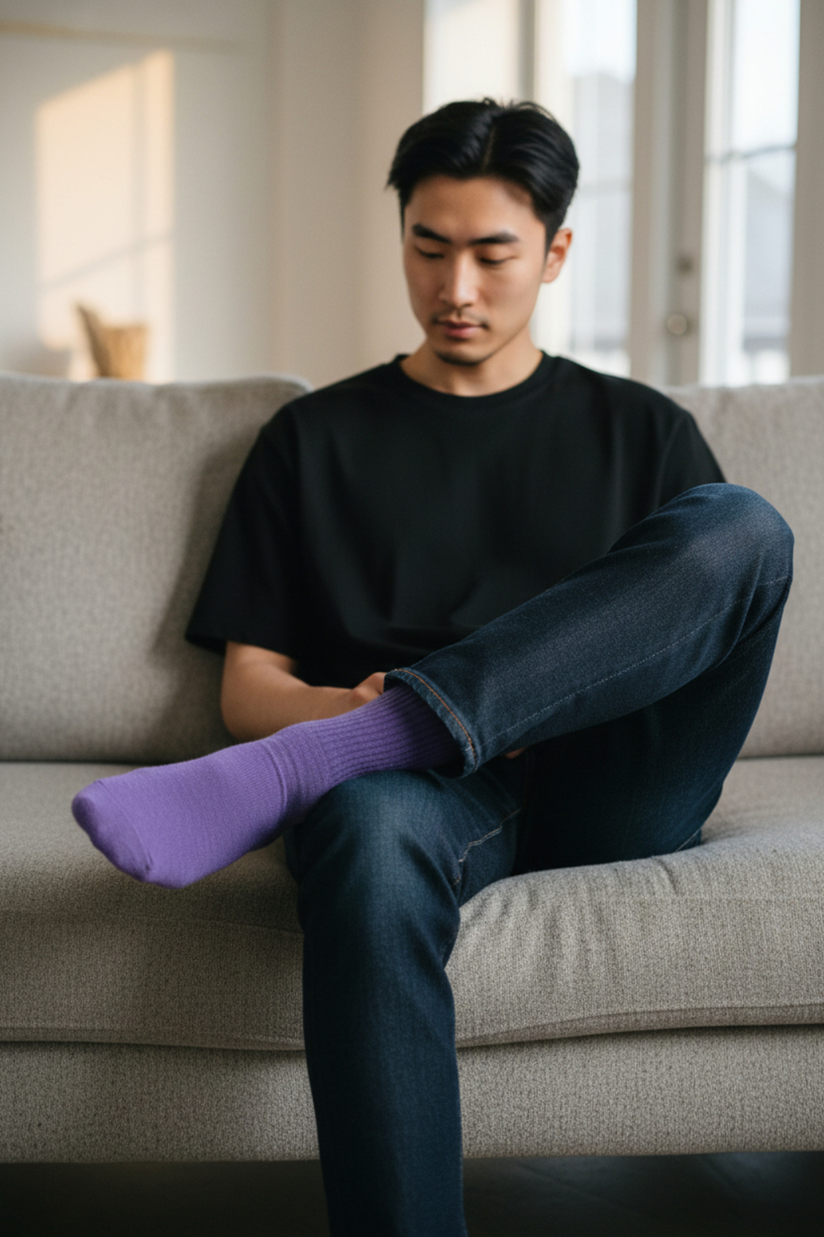 Socks Stores Unisex Pamuklu Mor Renkli Soket Çorap -Tekli Rahat Spor Tenis Çorabı görsel 3
