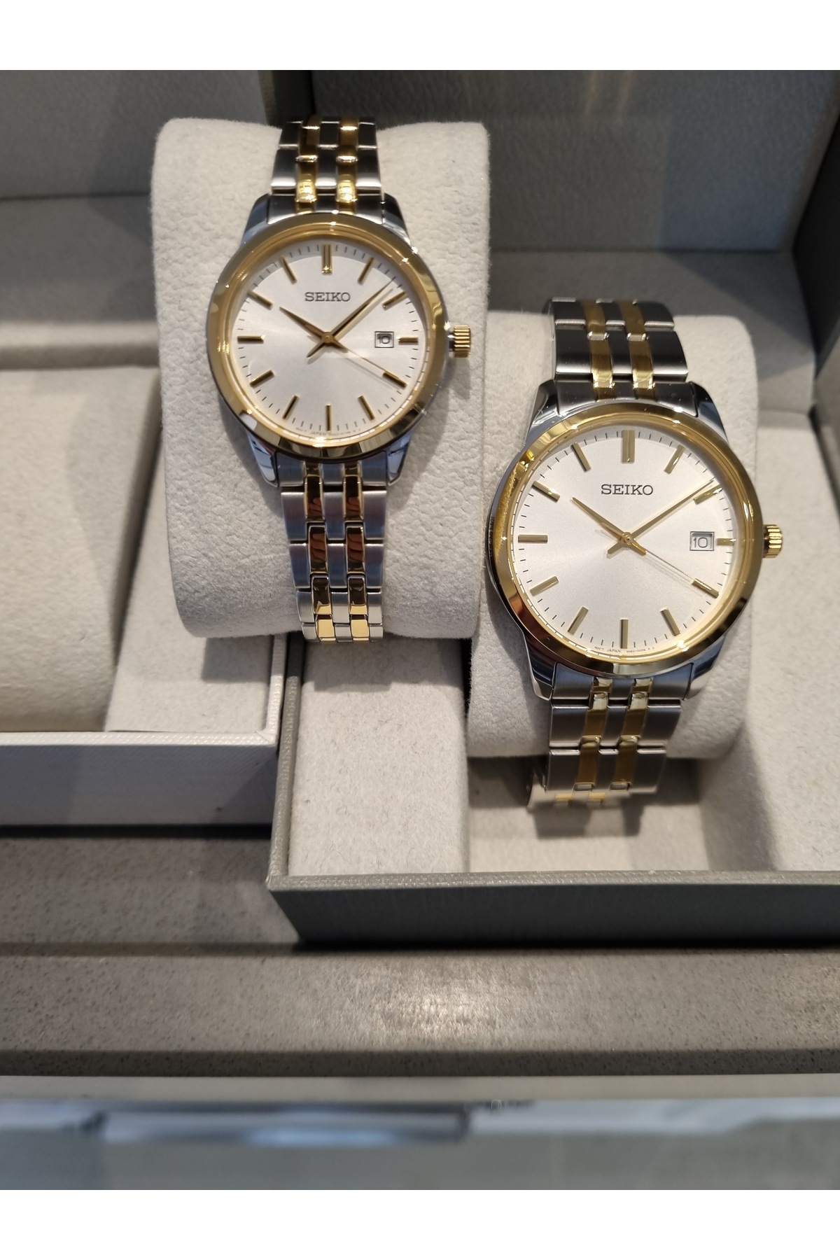 Seiko Metalik Sarı Bicolor Çelik Bilezik BAY- İKİLİ - 5 Atm Su