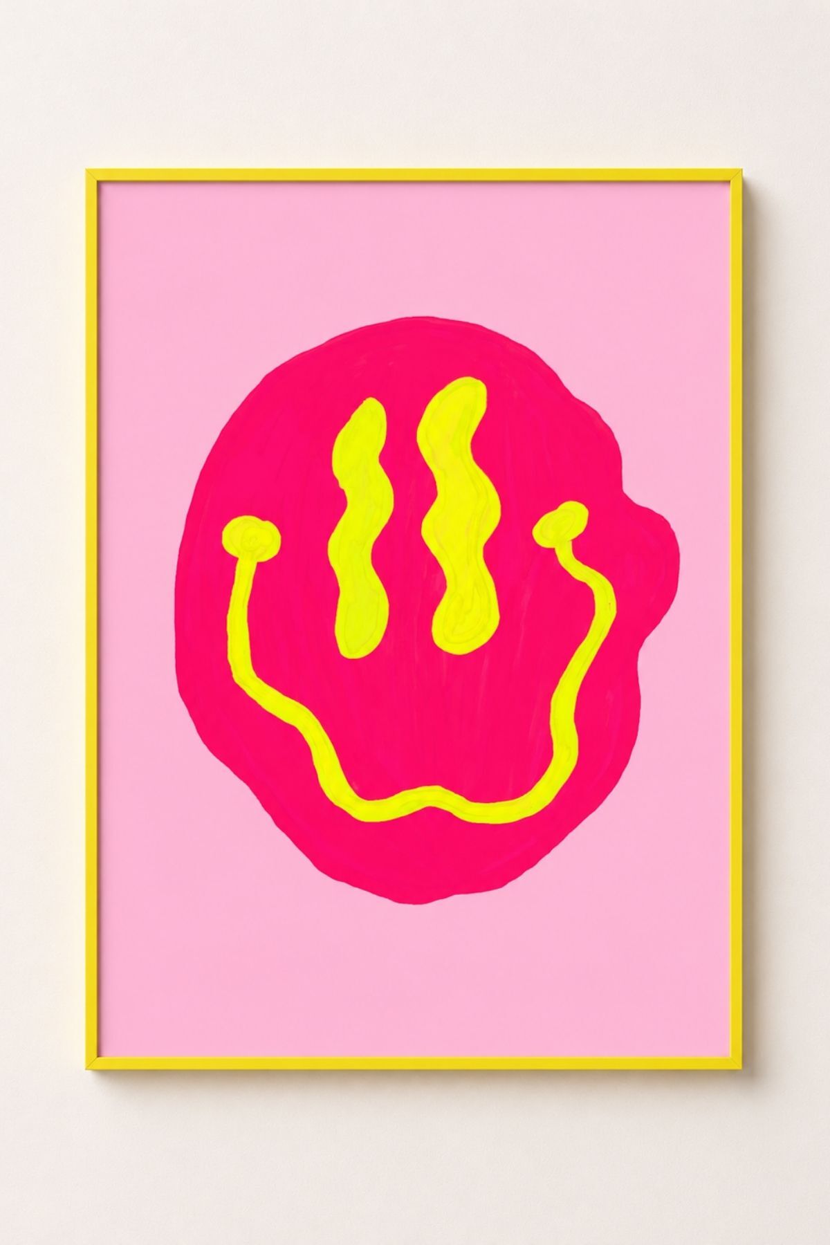 Neon Gülümseme Poster Renkli Minimal İllüstrasyon Duvar Tablosu Çerçevesiz