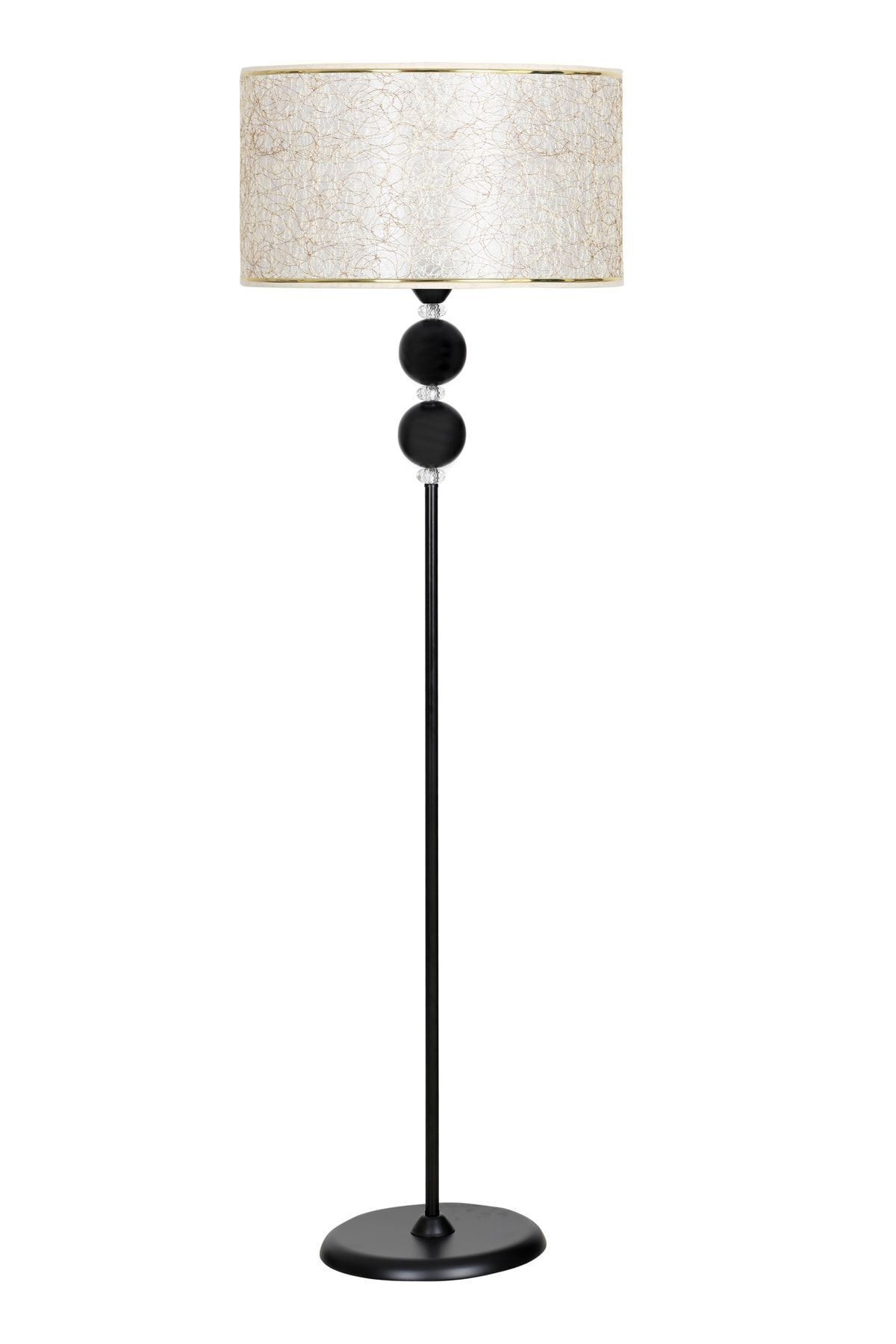 Delhi Black 2 Balls Metal Floor Lamp with Crystal Stone Yellow Grizzly Modern Living Room Lamp