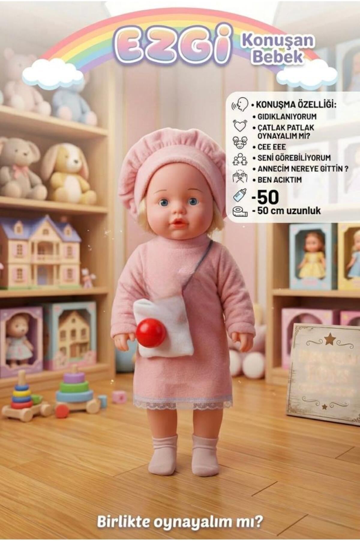 Tıfıl Toys 50cm Türkçe Konuşan Oyuncak Ezgi Bebek Kafası Kolları