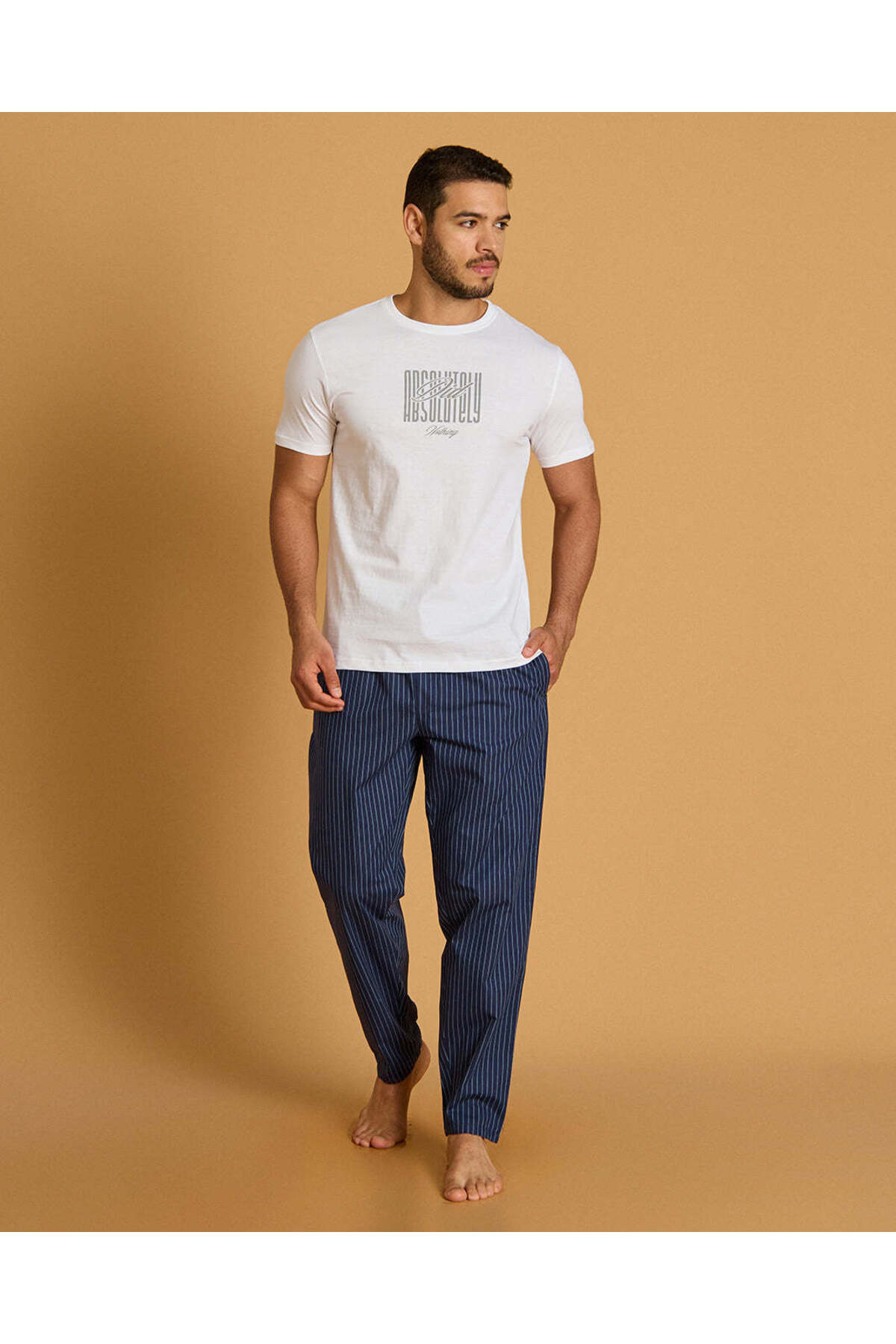 REDTAG Men White And Navy Printed Pyjama Set Of 2