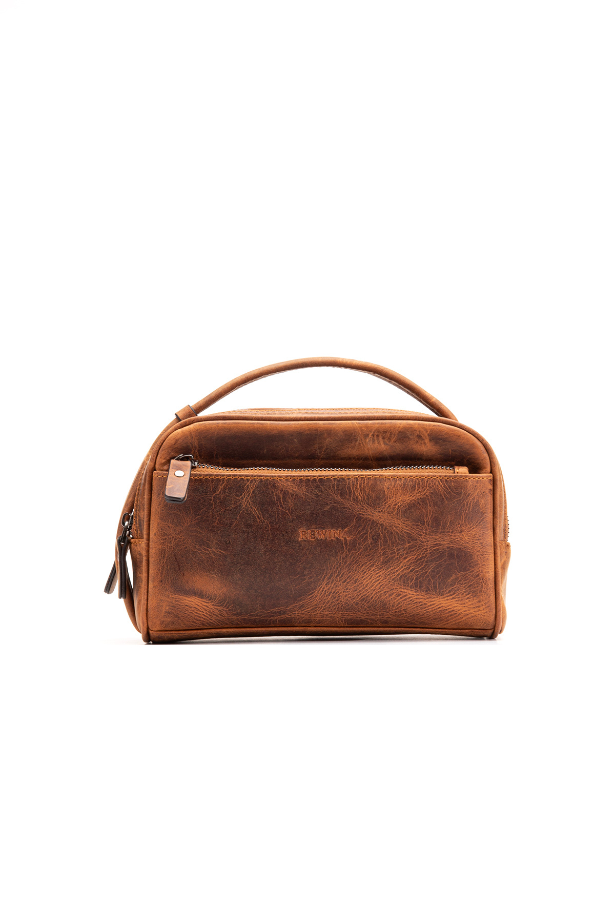 Niki Leather Acura Taba Hakiki Deri Fermuarlı Portföy El Çantası görsel 4