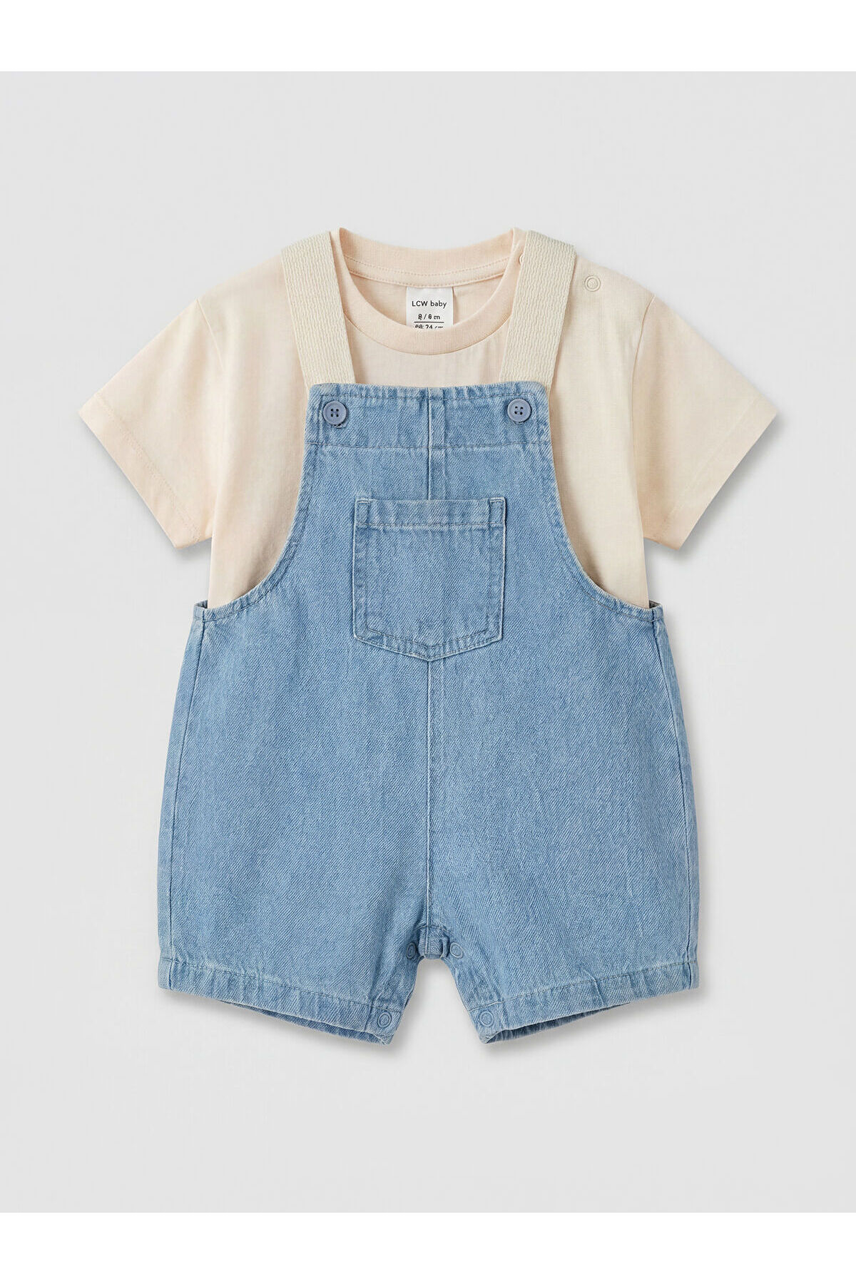 LC Waikiki Lcw Baby Blue Baby Boy Jean Salopet and T-Shirt Set