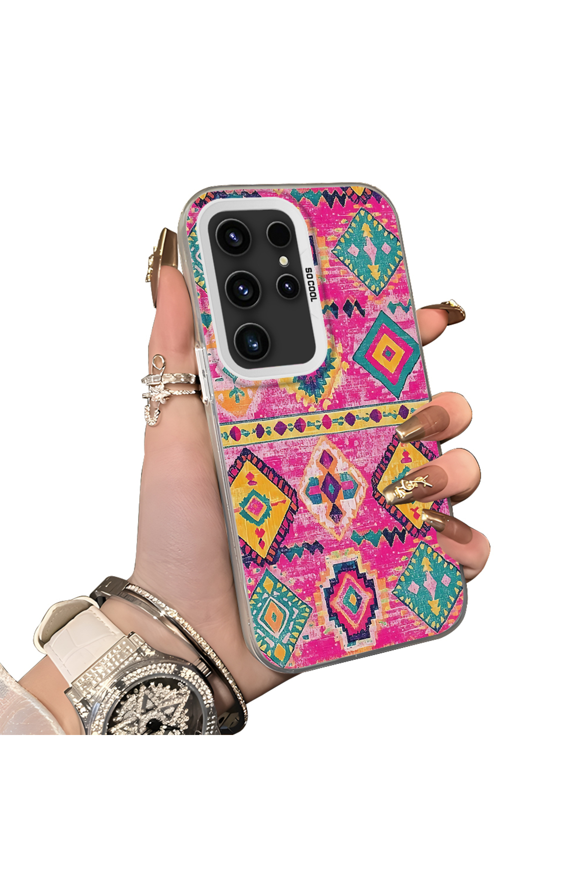 Samsung Galaxy S23 Ultra Compatible Hard Acrylic Rear Silicone Edge Lens Protection Case