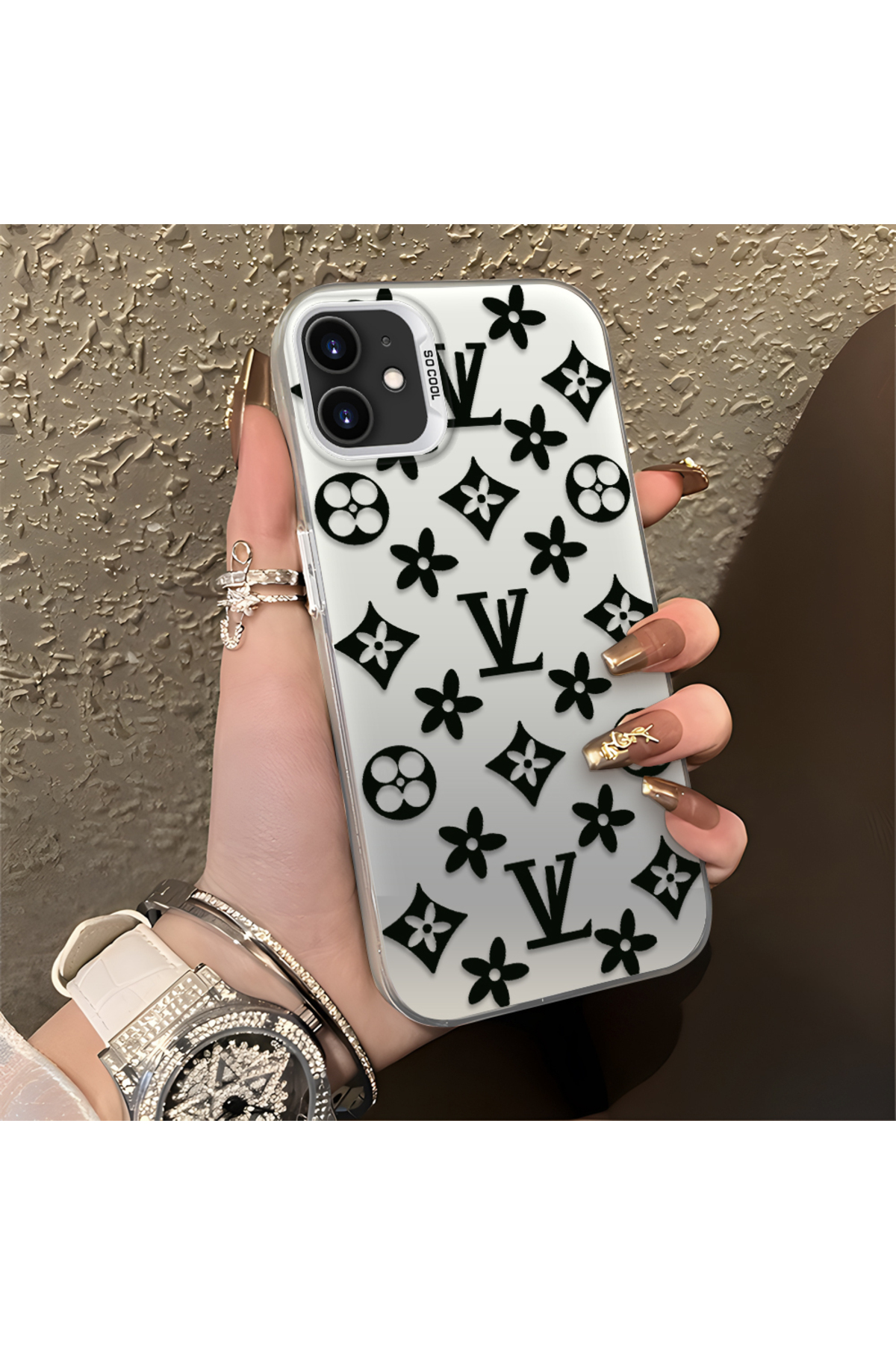 iPhone 11 Compatible Silicone Edge Hard Back Case Couple Phone Case Brand Pattern