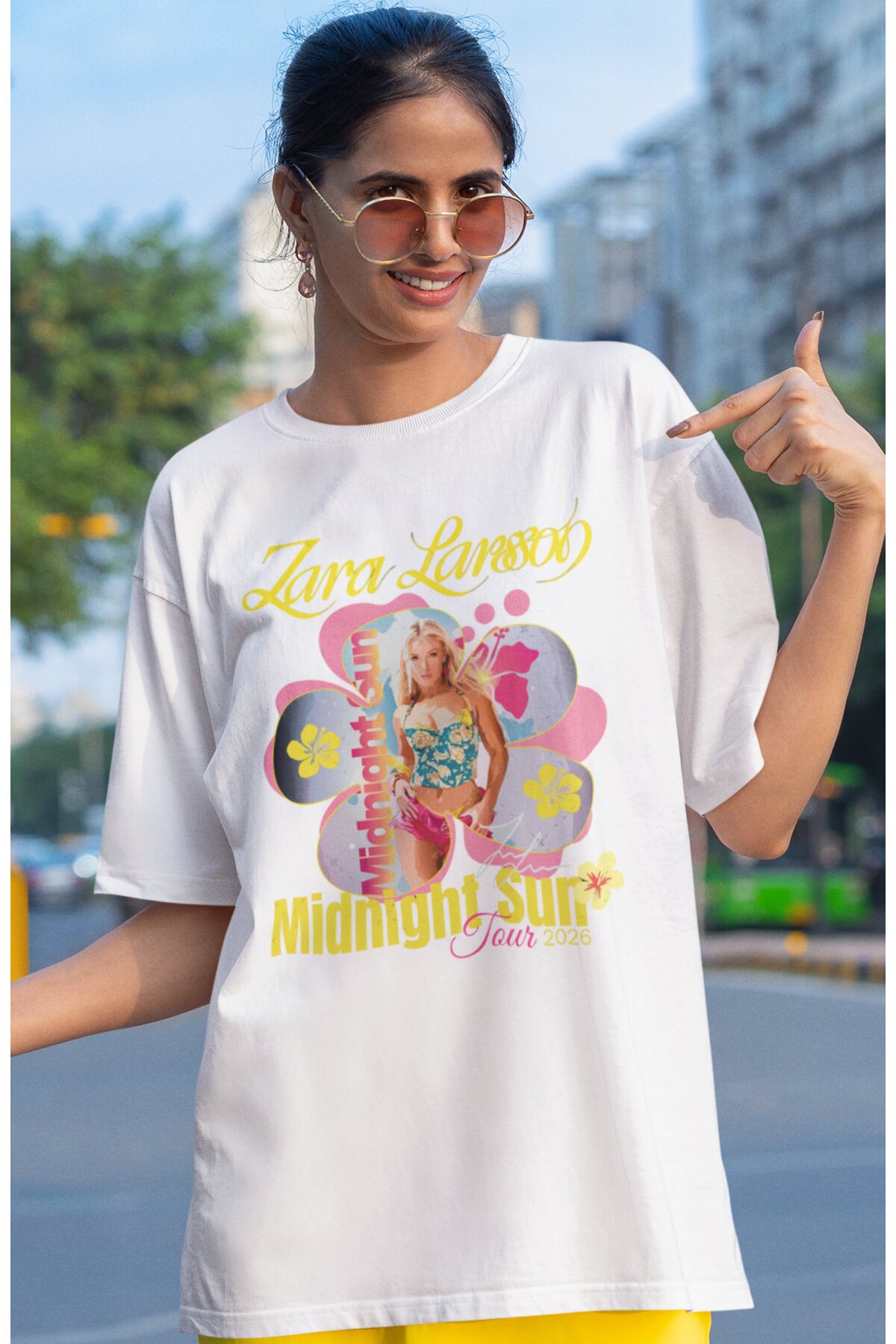 SEVBANO Zarıa Larsson Midnight Sun Şarkıcı Baskılı Unisex Oversize
