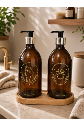Yemora Home Dekoratif Amber Cam Sabunluk Seti 500 ml