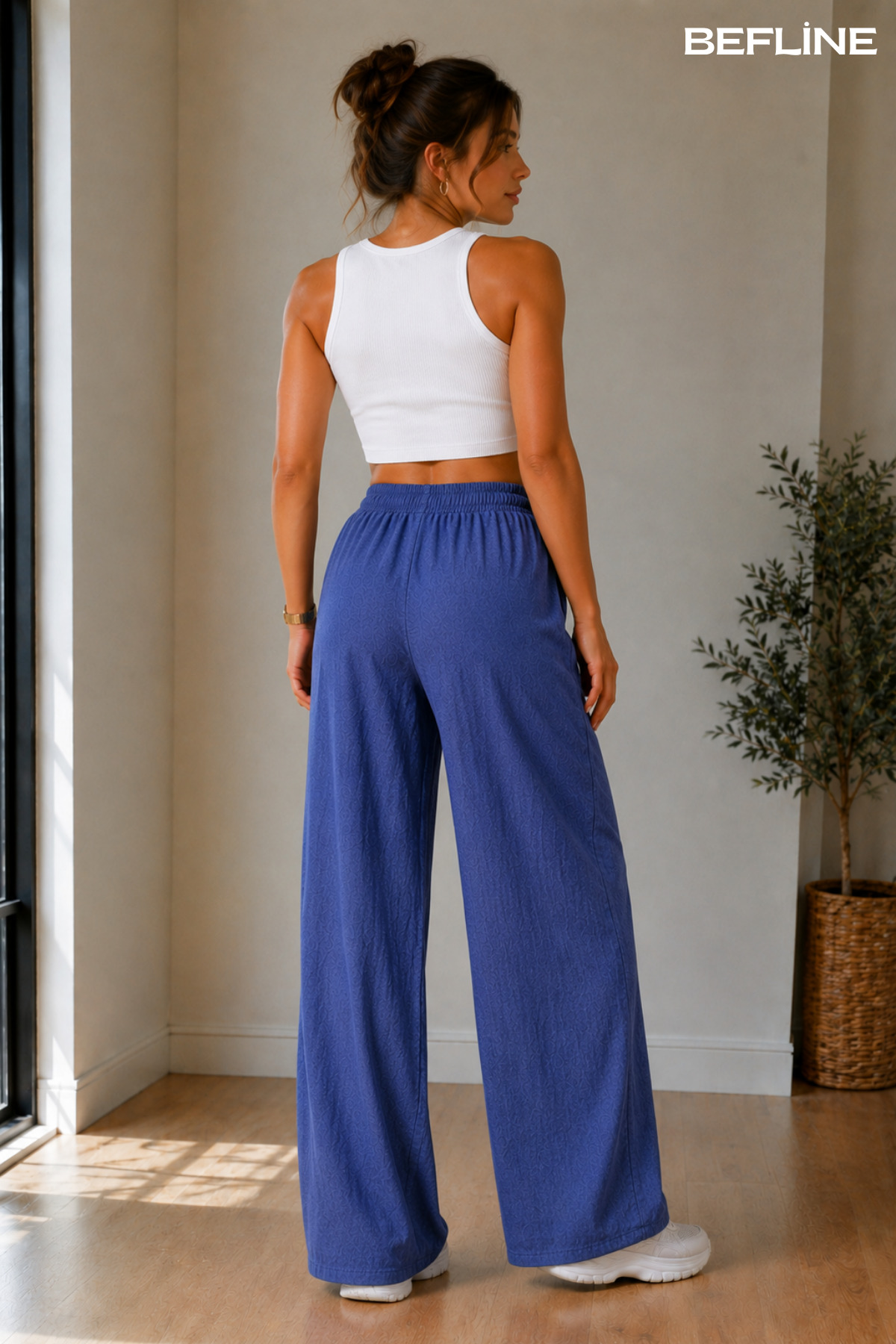 LAVİNİM  Kadın Keten Oversize LooseFit Rahat Pantolon - Görsel 5