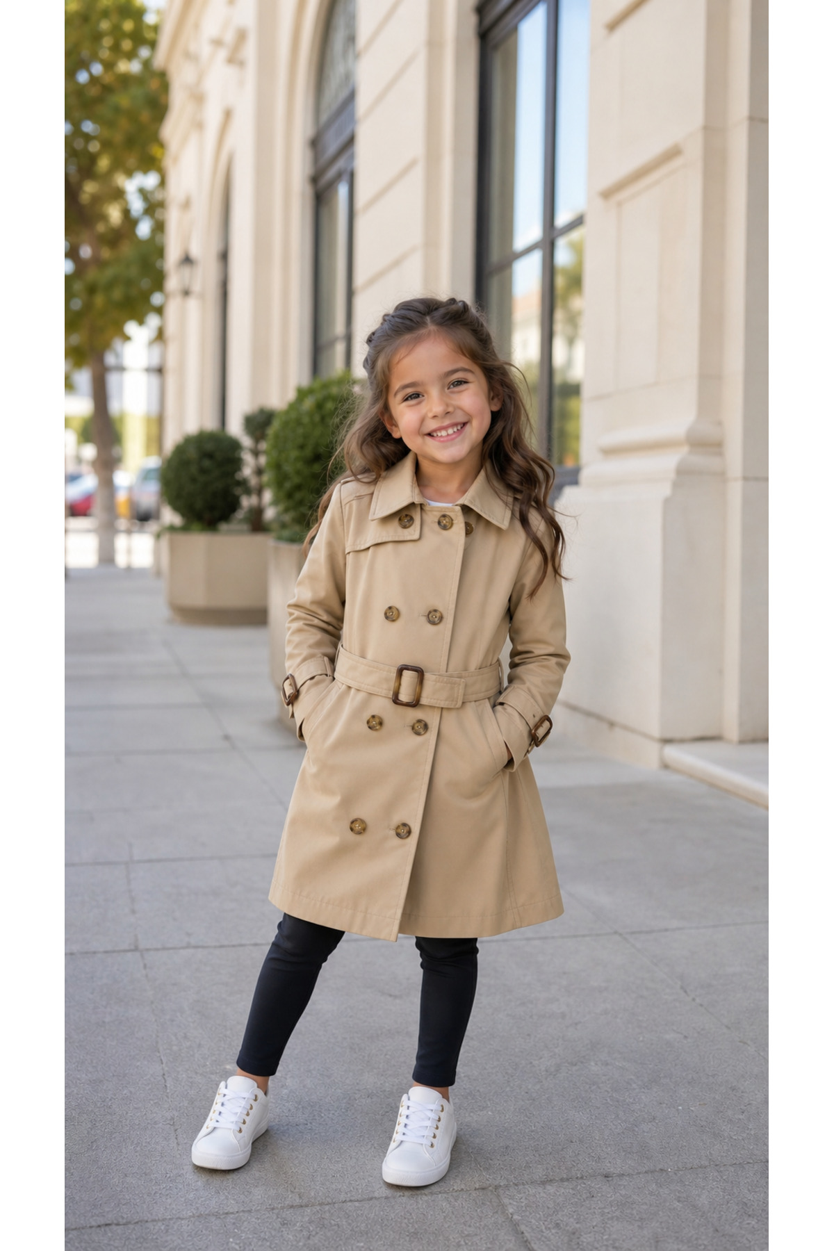 Girl Trench Coat Beige