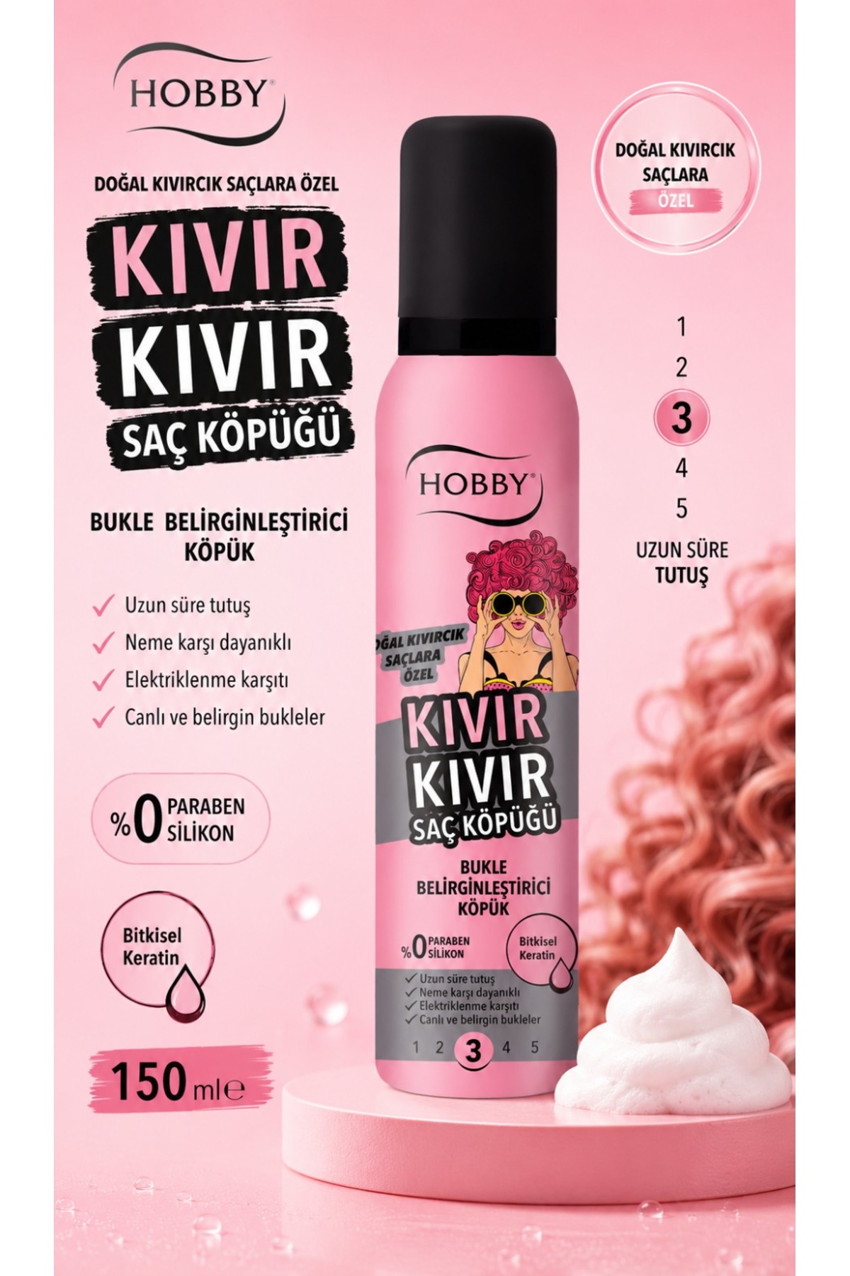 Hobby Kıvır Kıvır Saç Köpüğü 150 ml — NCF--KıvırKöpük
