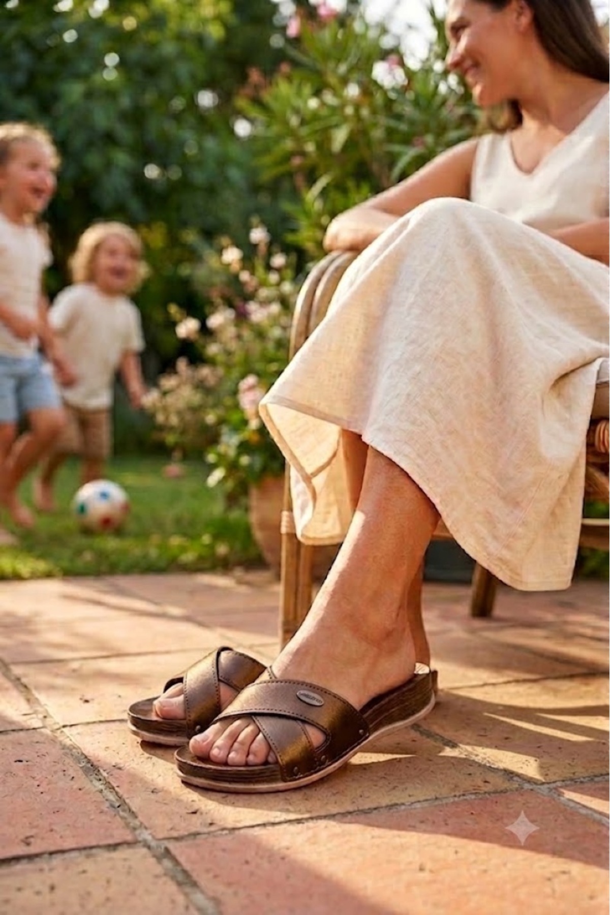 Women's Cross Model Short Padded Heel Comfort Slippers