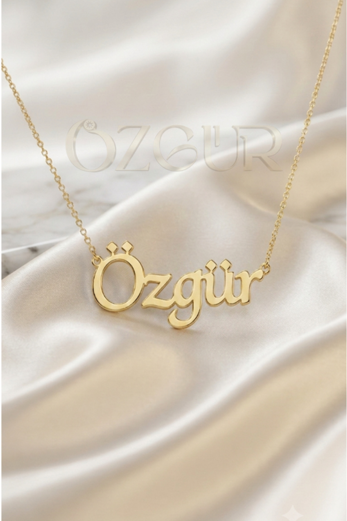 925 Ayar Gümüş İsimli Kolye - Altın / 40 cm