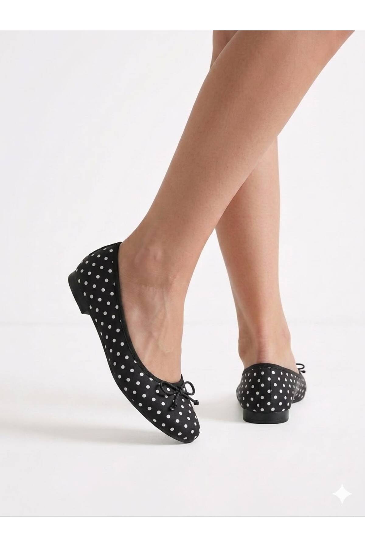 MAYA SHOES Kadın Puantiyeli Fiyonklu Detaylı Günlük Rahat Babet görsel 5