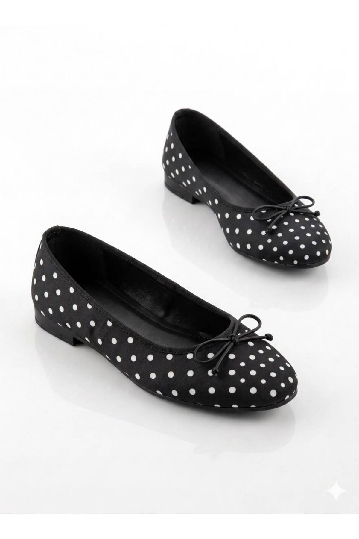 MAYA SHOES Kadın Puantiyeli Fiyonklu Detaylı Günlük Rahat Babet