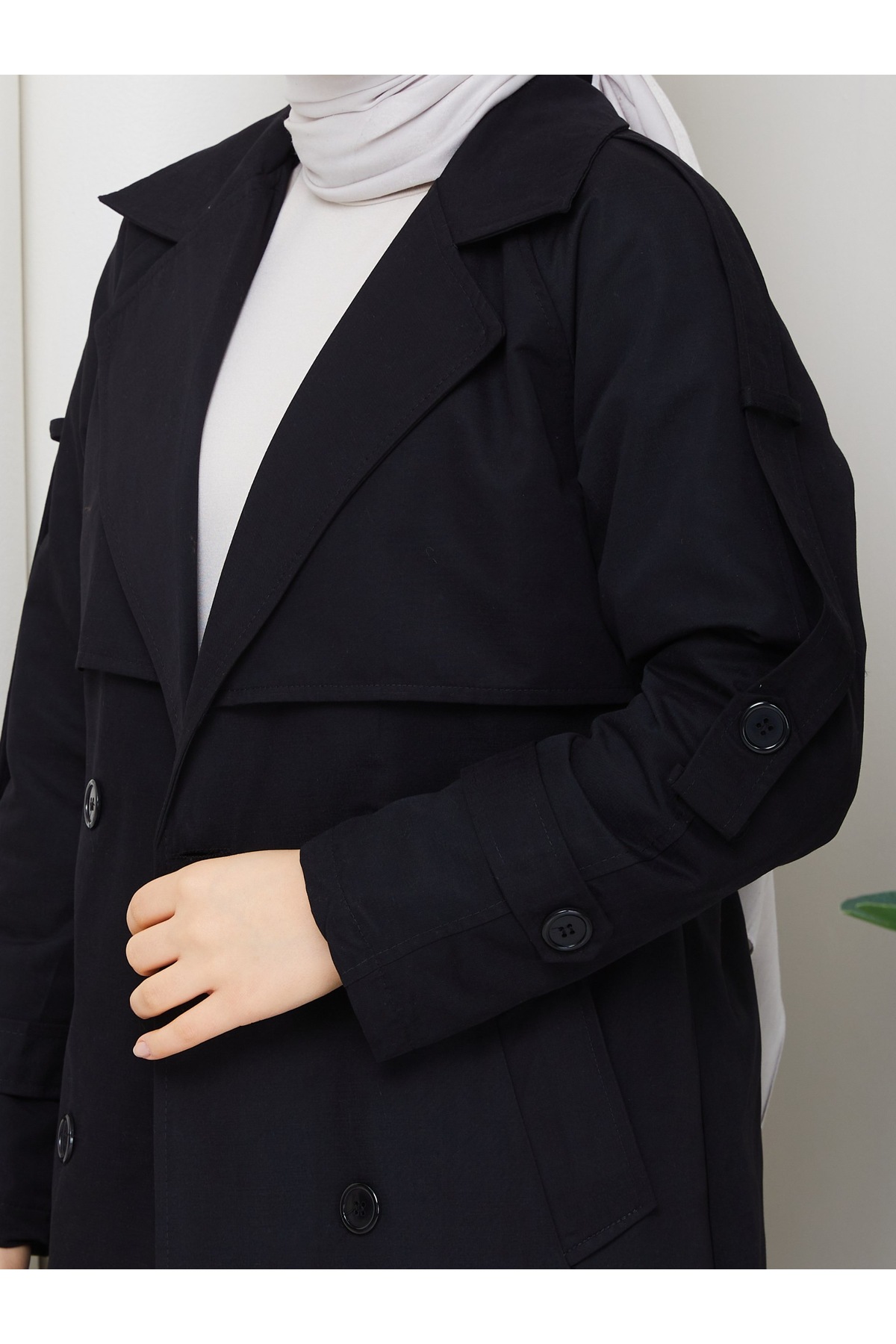 FRESH FASHION TRENÇKOT KRUVAZE YAKA, ASTARLI, KUŞAKLI,MEVSİMLİK TORİNO KUMAŞ görsel 4