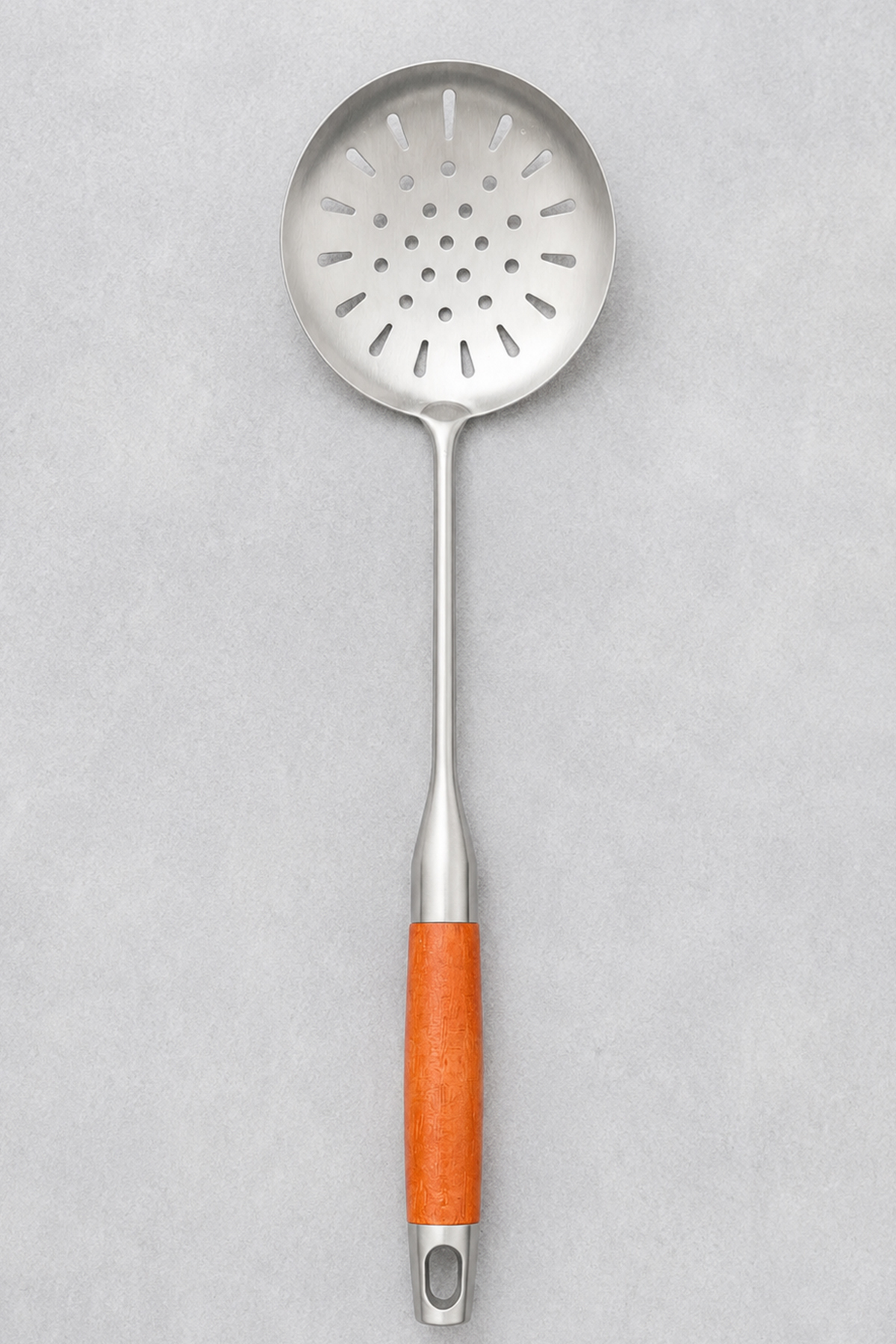 Japanese Style Colander - Professional 304 Grade Stainless Steel - Wood Look Handle - Extra Quality