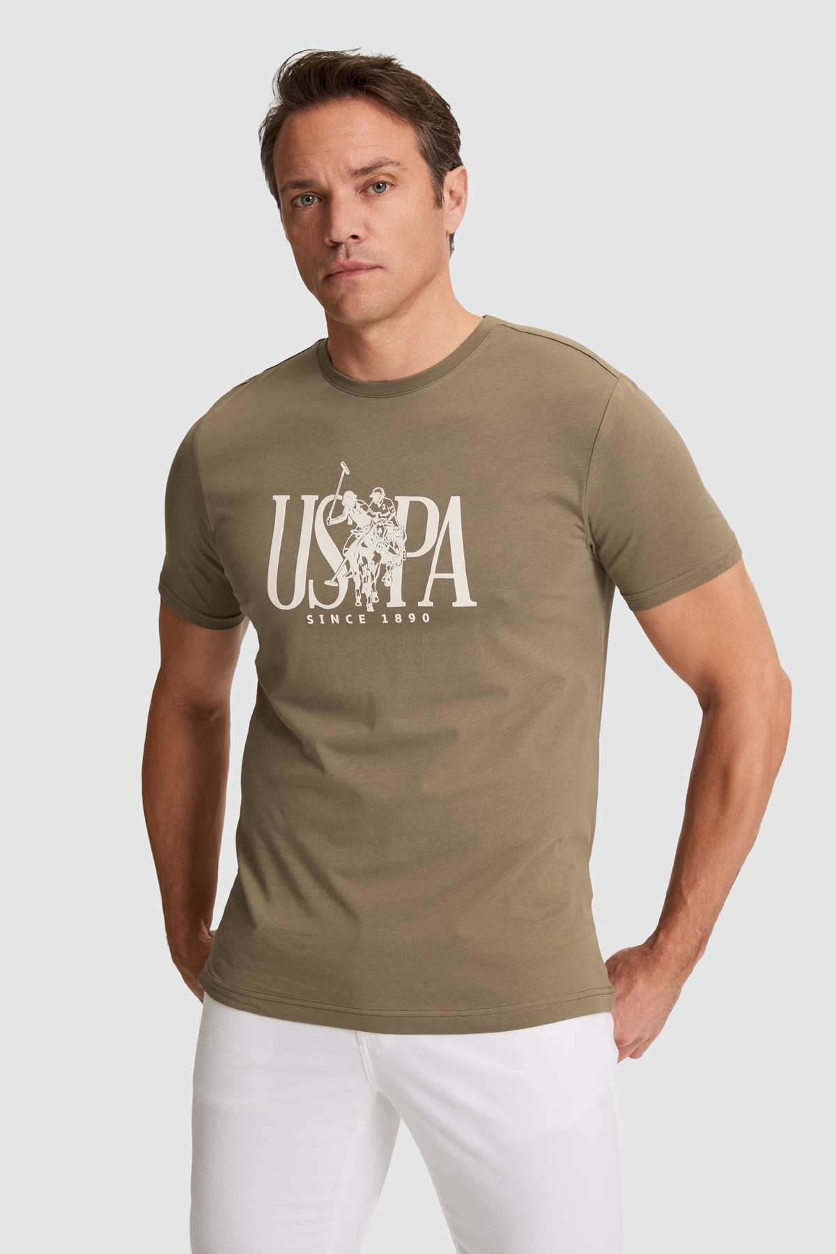 U.S. Polo Assn. Men's Khaki Regular Fit Crew Neck T-Shirt 50322472-Vr027