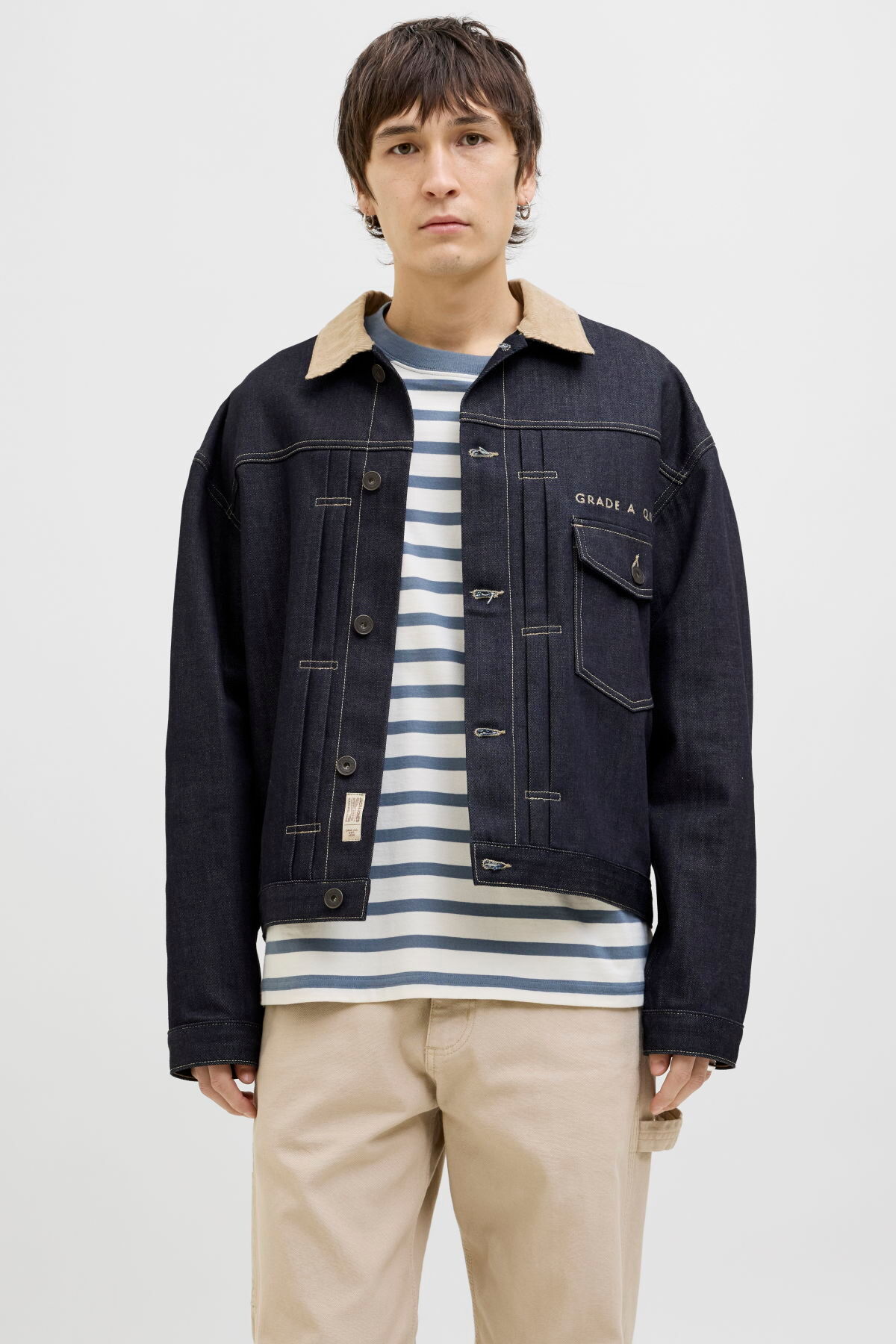 ژاکت جین یقه باز مردانه - برنت جک اند جونز کت Jack & Jones