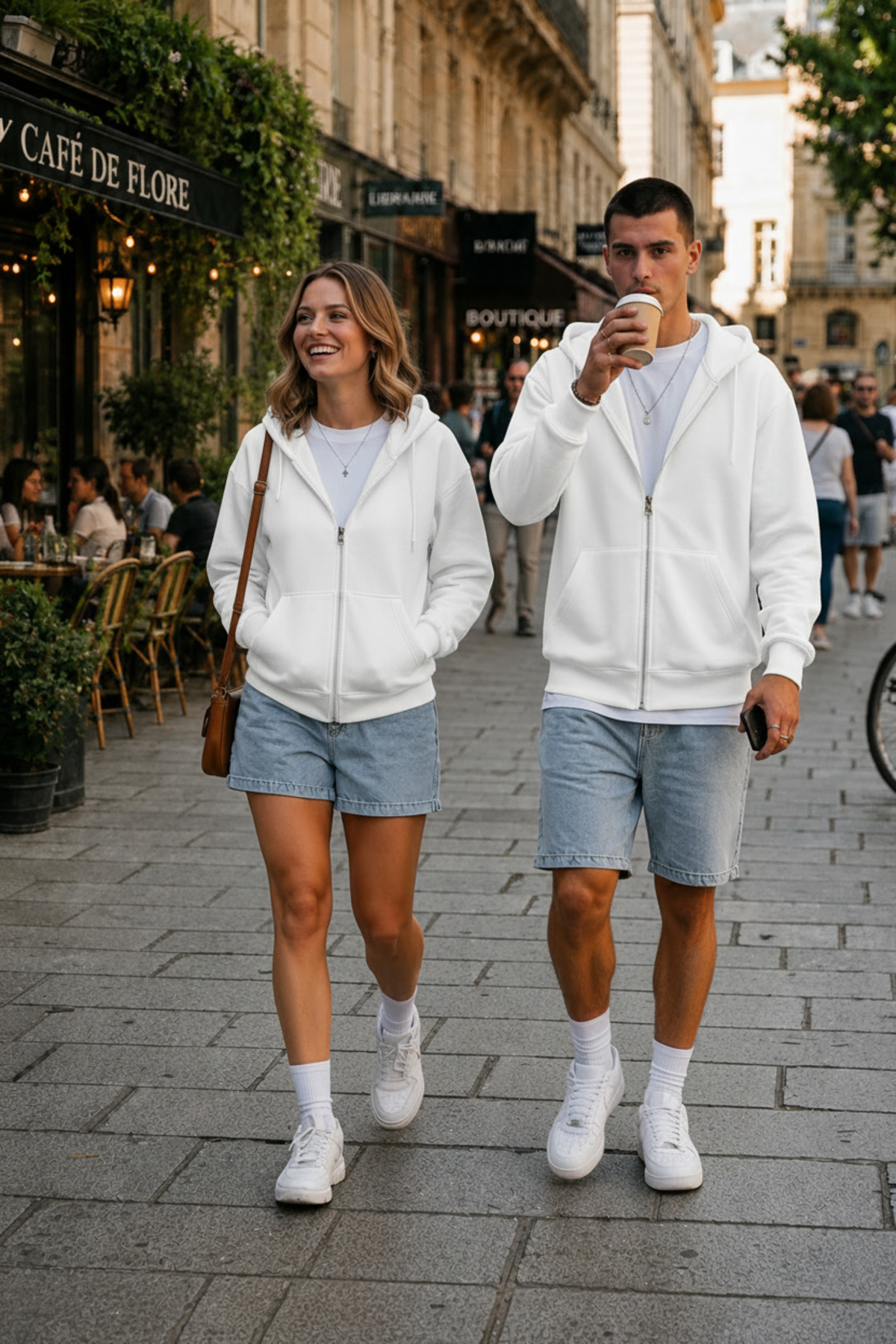 UNISEX KAPÜŞONLU OVERSIZE FULL FERMUARLI RAHAT KESİM MEVSİMLİK YENİ SEZON GÜNLÜK HIRKA — سفید STHRKAA0 — تصویر 2 از 4