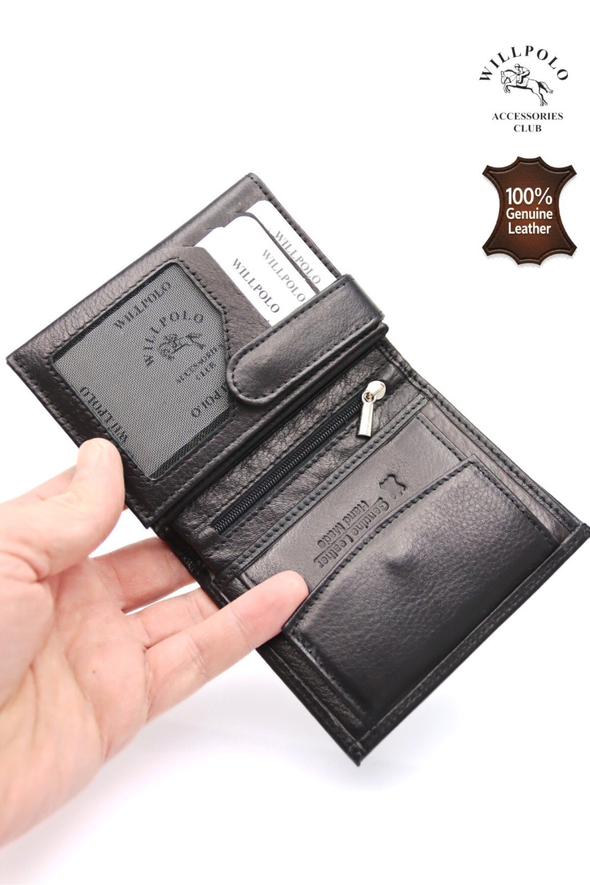Classbag Erkek Siyah Hakiki Deri Dikey Büyük Boy Kartlıklı Cüzdan (11,5Cmx9 cm) görsel 4