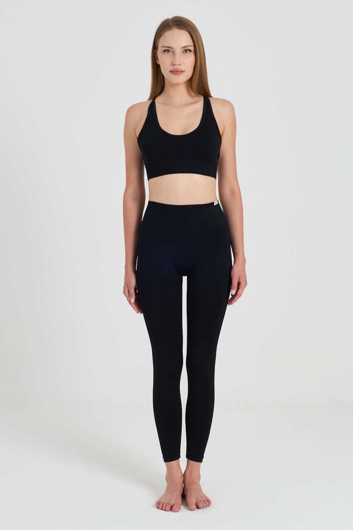 CLOSSHE Kadın Yüksek Bel Push Up Toparlayıcı Dikişsiz Seamless Spor Taytı Yoga Pilates Fitness - Siyah görsel 5