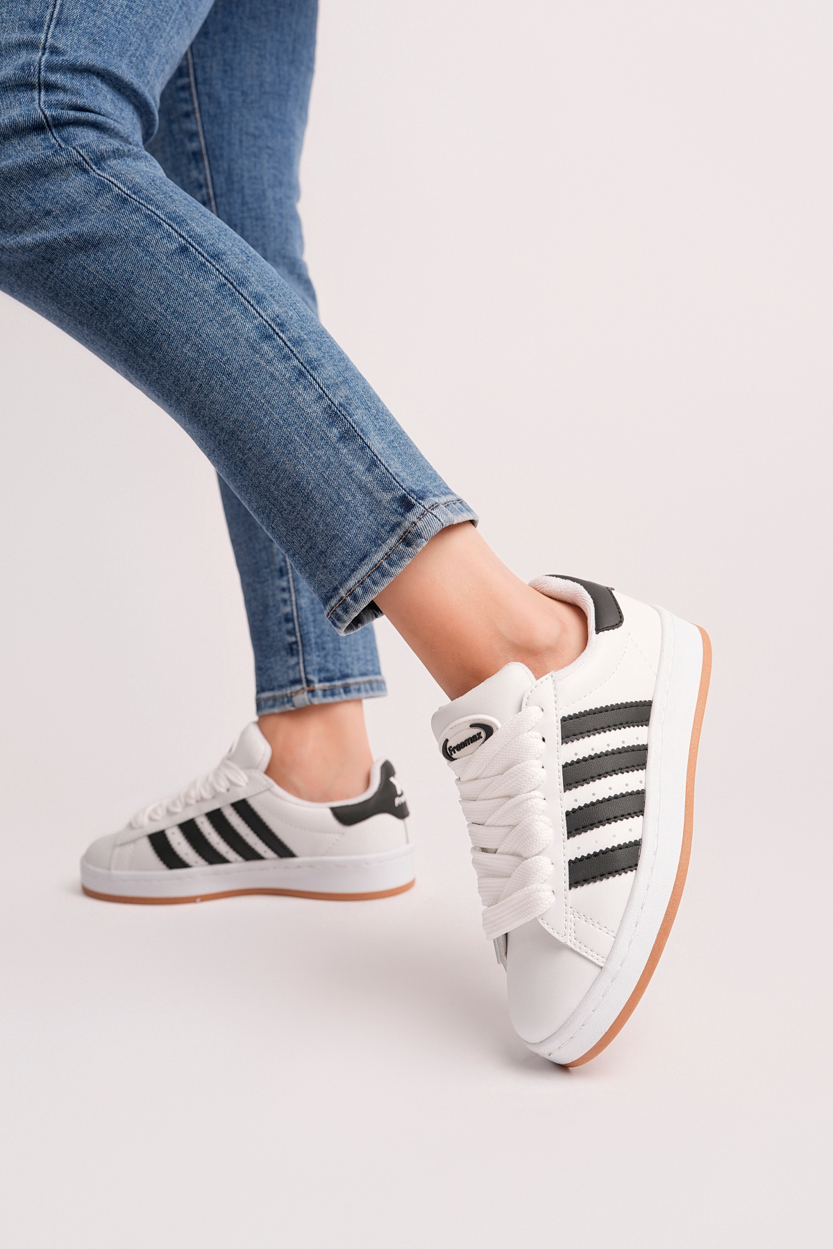Freemax Dikişli Taban iç Tabanlık Garantili Sneaker Spor Ayakkabı Cmp88 Beyaz Siyah görsel 4