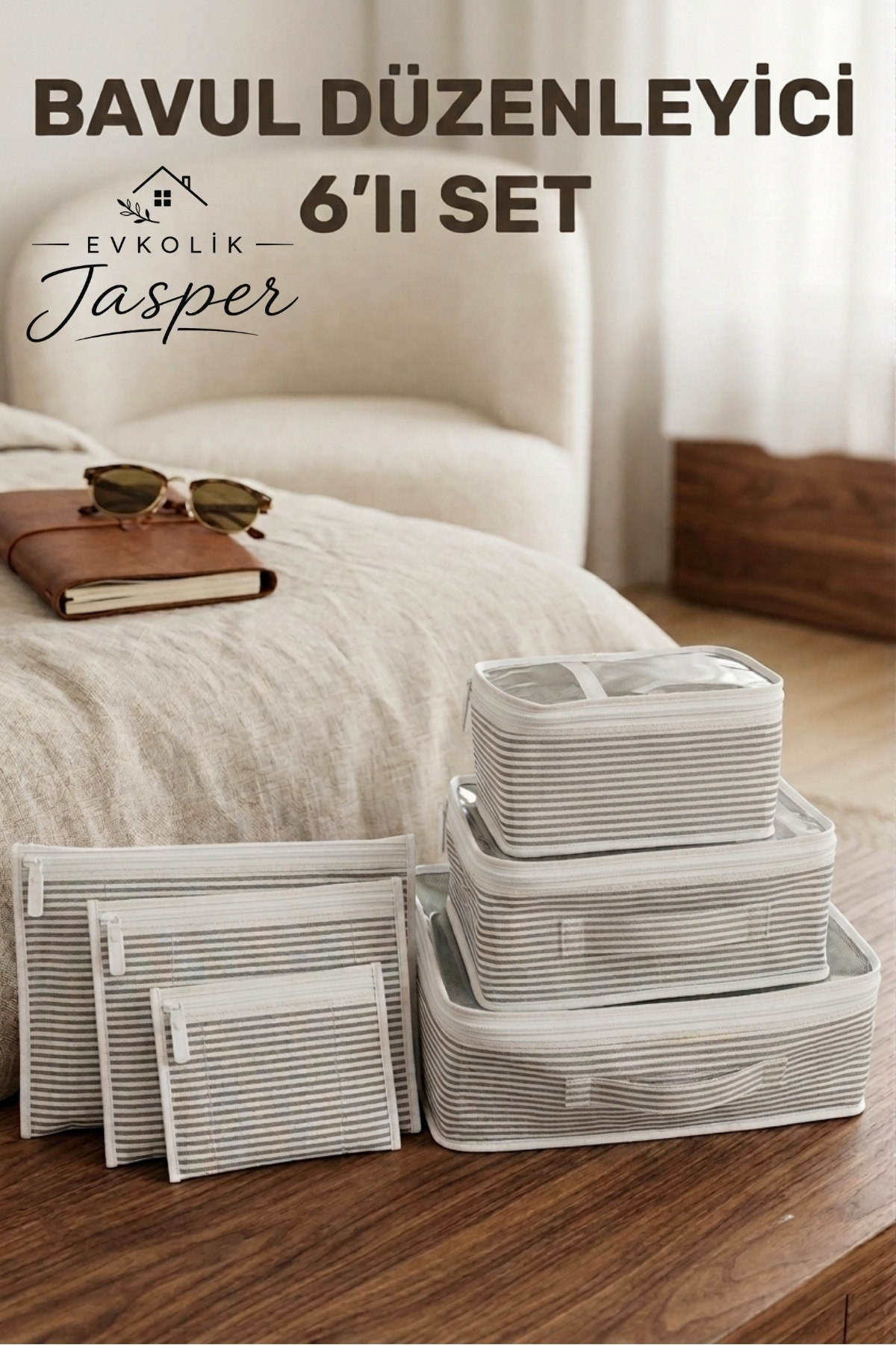JASPER 6'lı Valiz Bavul Düzenleyici Seyahat Çantası Organizer Hurç