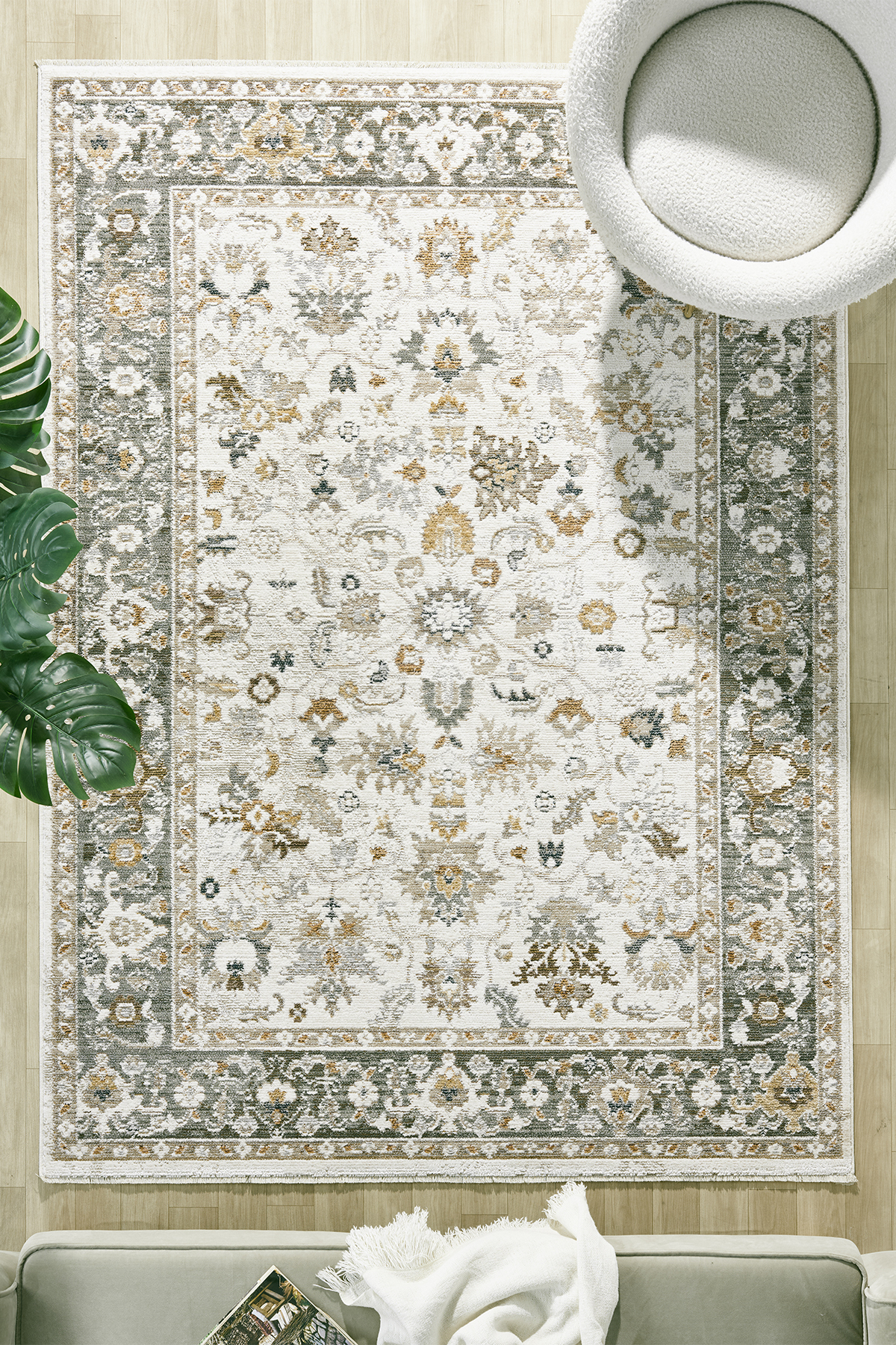 Aloria 100% Polyester Vintage Modern Woven Living Room Rug