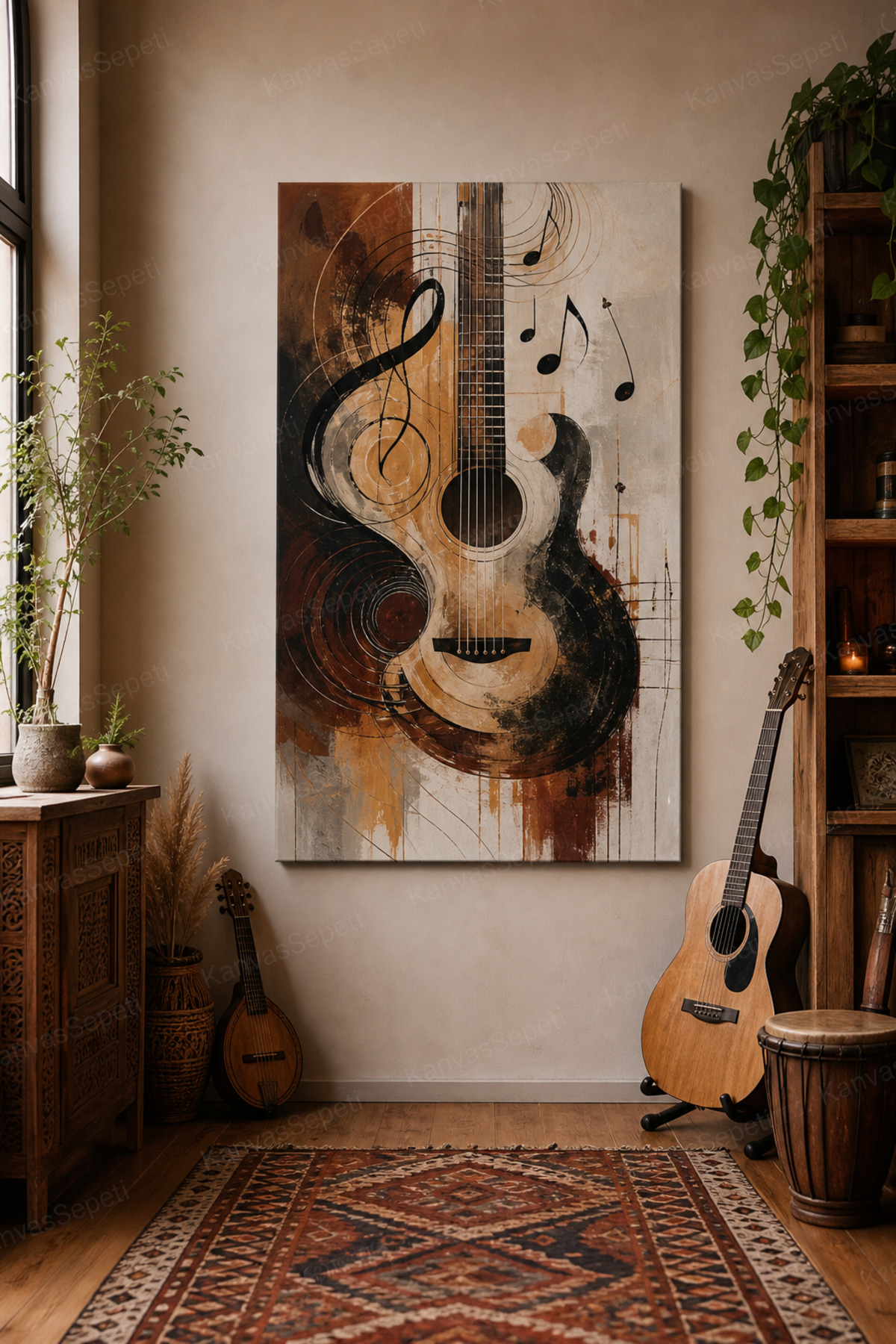 Etkileyici Gitar Ritimleri Kanvas Tablo