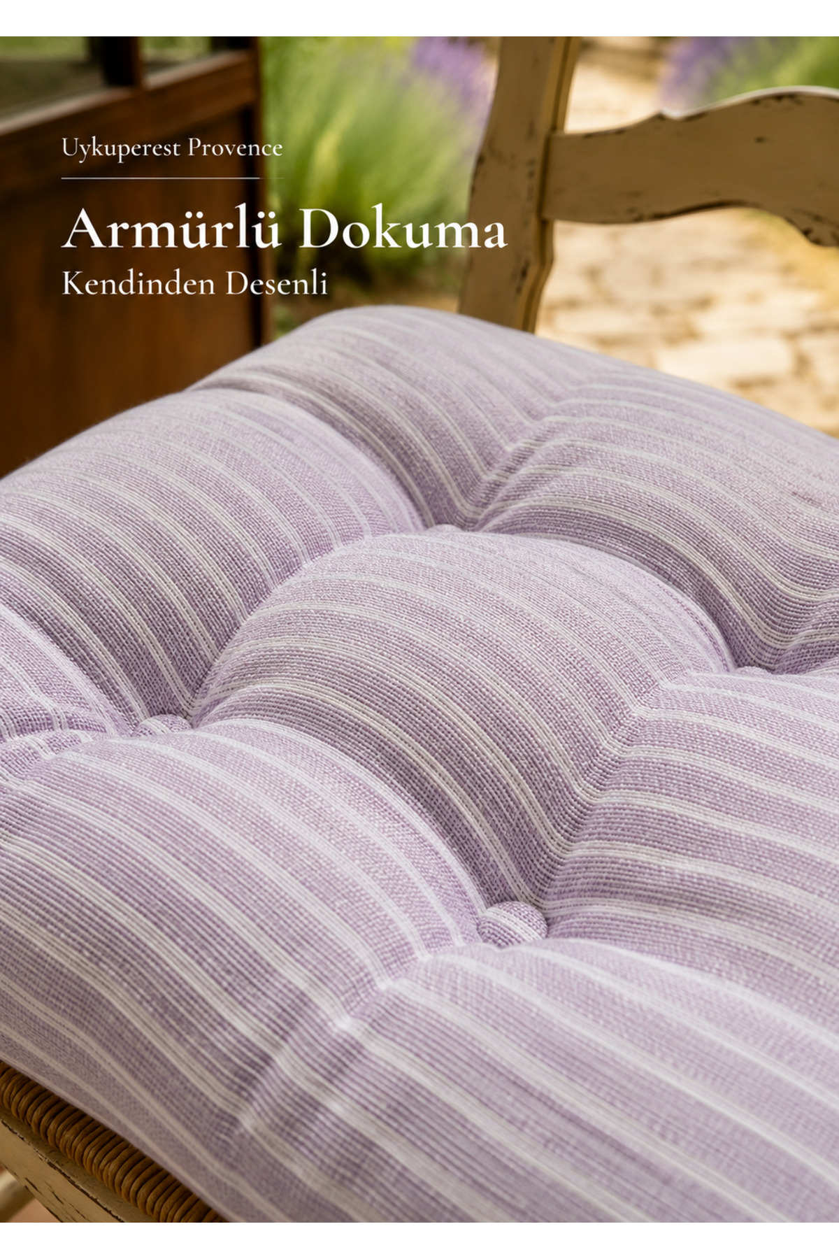 Pastello Pofidik Sandalye Minderi 40x40 Bağcıklı 4 Puntolu Silikon Dolgulu Pamuk Bahçe Balkon Tekli detay