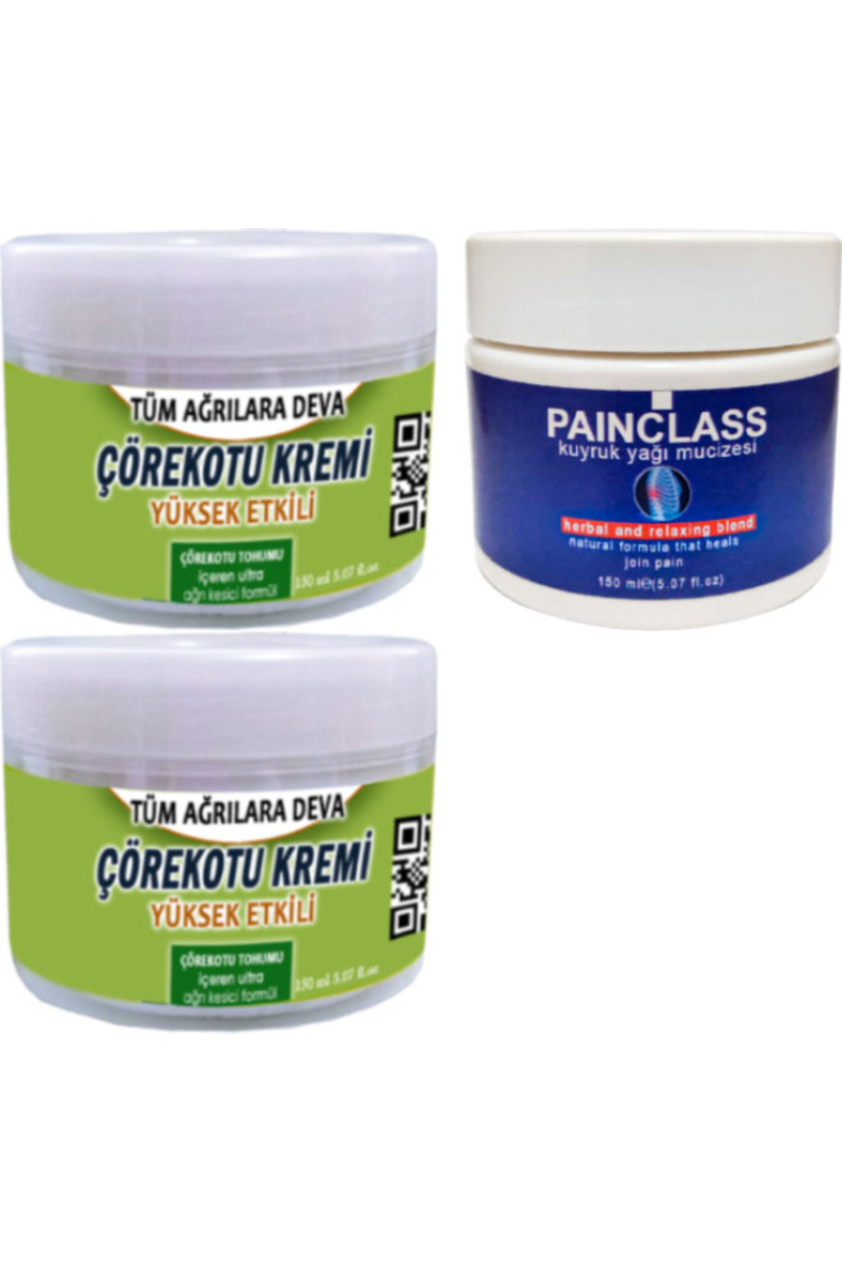 Çörek Otu Kremi 2 Adet 150 ml + Painclass 150 ml Kuyruk Yağı Kremi / Teskin Krem Seti — GU-EYF-22038-AGC01